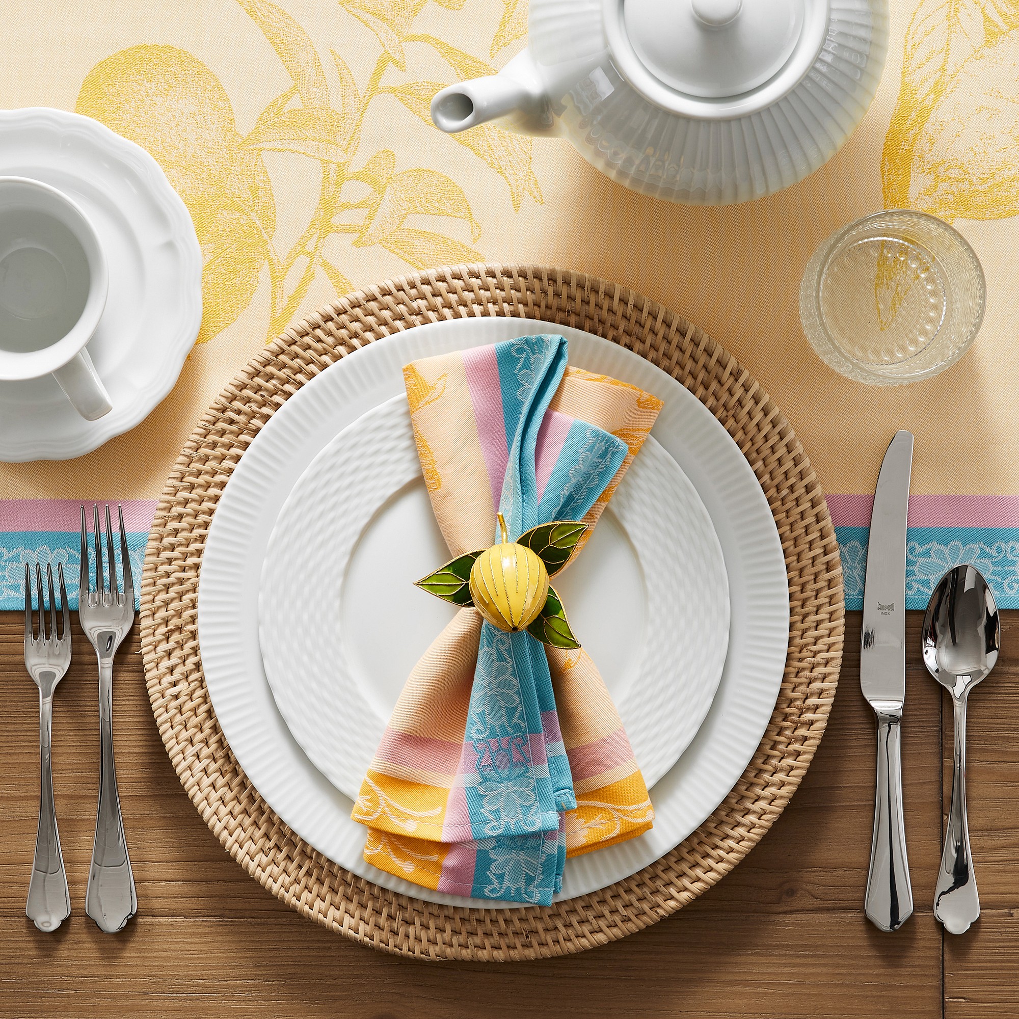 Lemon Cloisonné Napkin Rings, Set of 4