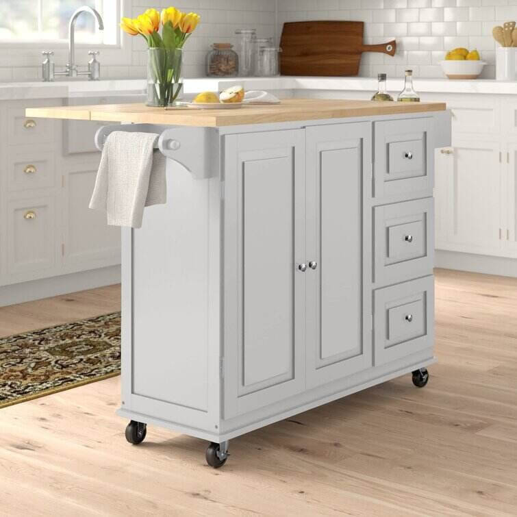 Wayfair® Hardy Solid Wood Kitchen Cart