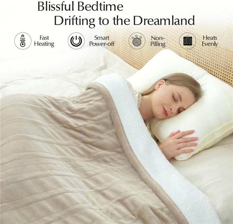 Heated Blanket Throw Size, Soft and Cozy Electric Heating Blanket for Bed, Automatic Safety System 6 Heating Levels & 4 Hours Auto-Off, 50