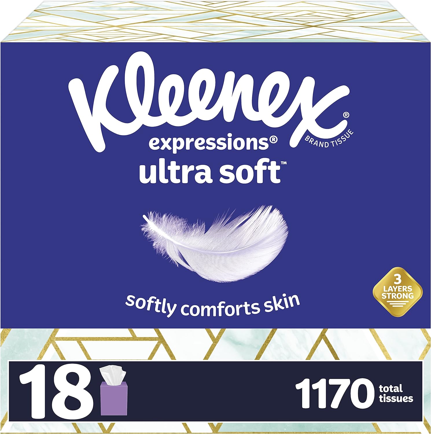 Kleenex Expressions Ultra Soft Facial Tissues, 65 Count (Pack of 18) (1,170 Total Tissues)