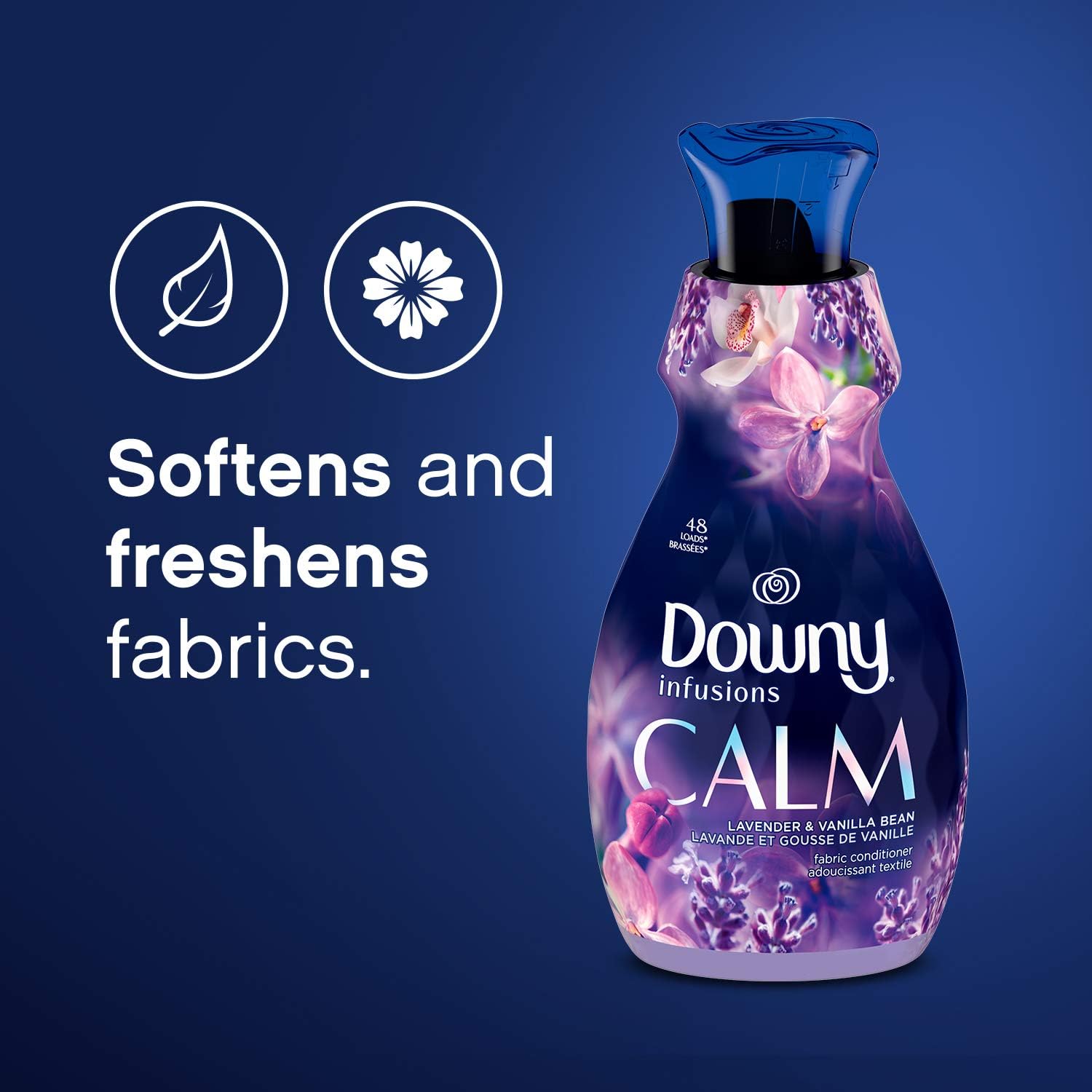 Downy Infusions Laundry Fabric Softener Liquid, CALM, Lavender and Vanilla Bean Scent, 56 fl oz (Pack of 2)