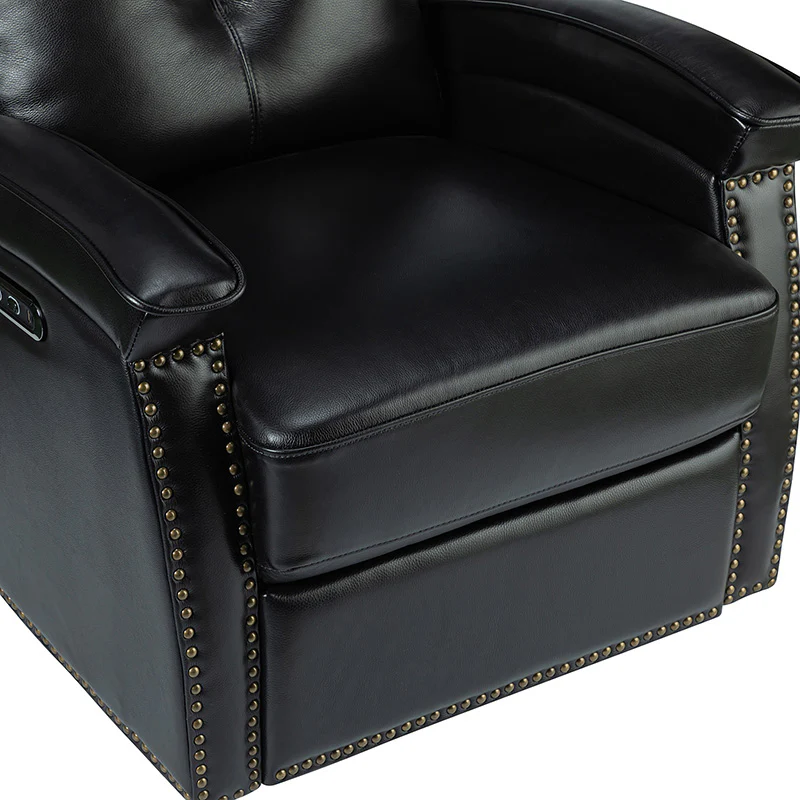 Stefan Genuine Leather Power Recliner with Nailhead Trim