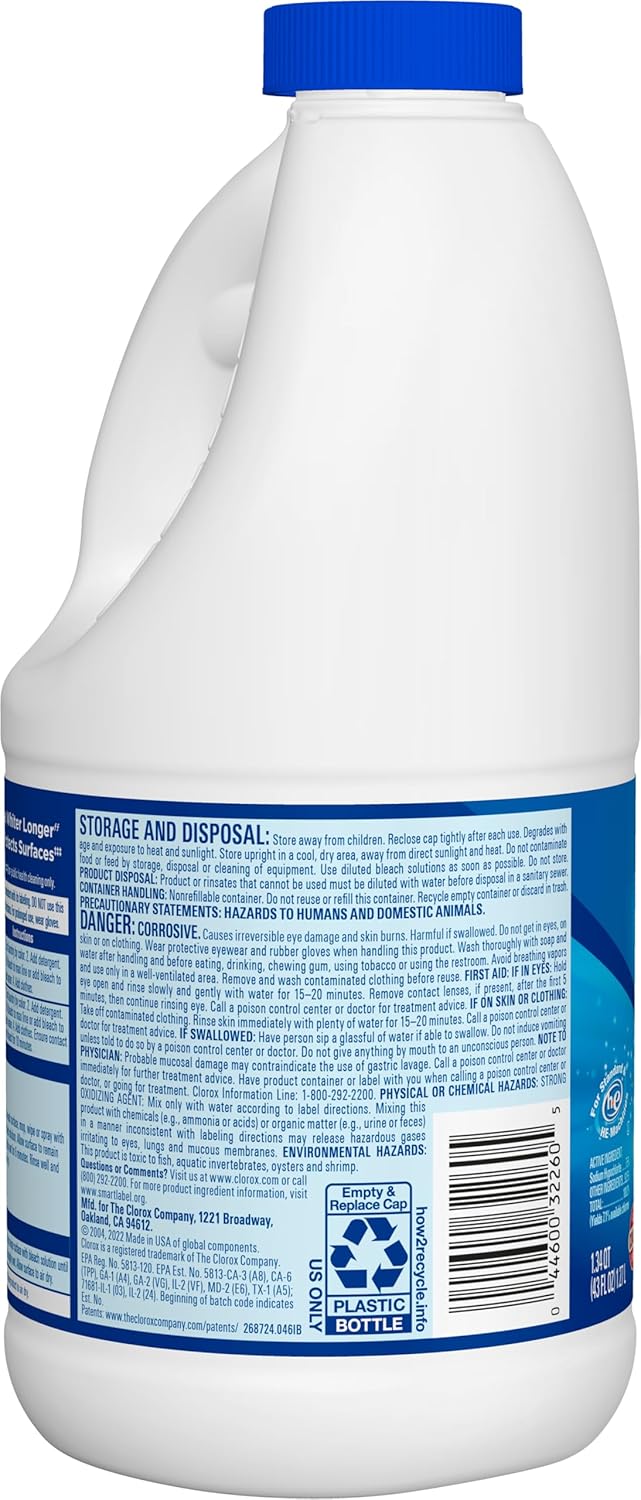 Towel + 2 Disinfecting Bleach Cleaners, 43oz | Effective Bleach Cleaner Concentrate for Home - Bulk Refill for Laundry, Linens, Floors, Bathroom, Tile