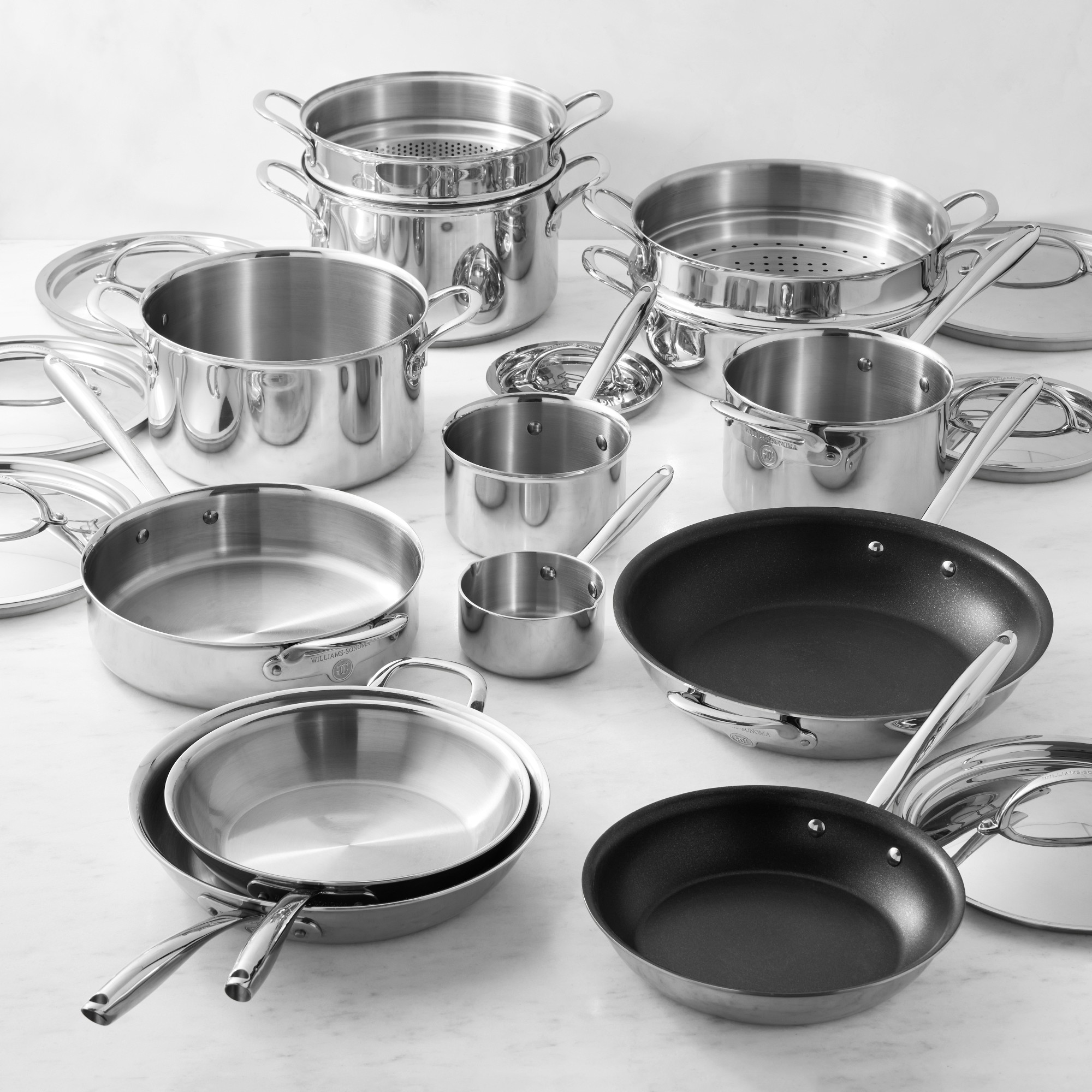 Williams Sonoma Signature Thermo-Clad Stainless-Steel 20-Piece Cookware Set