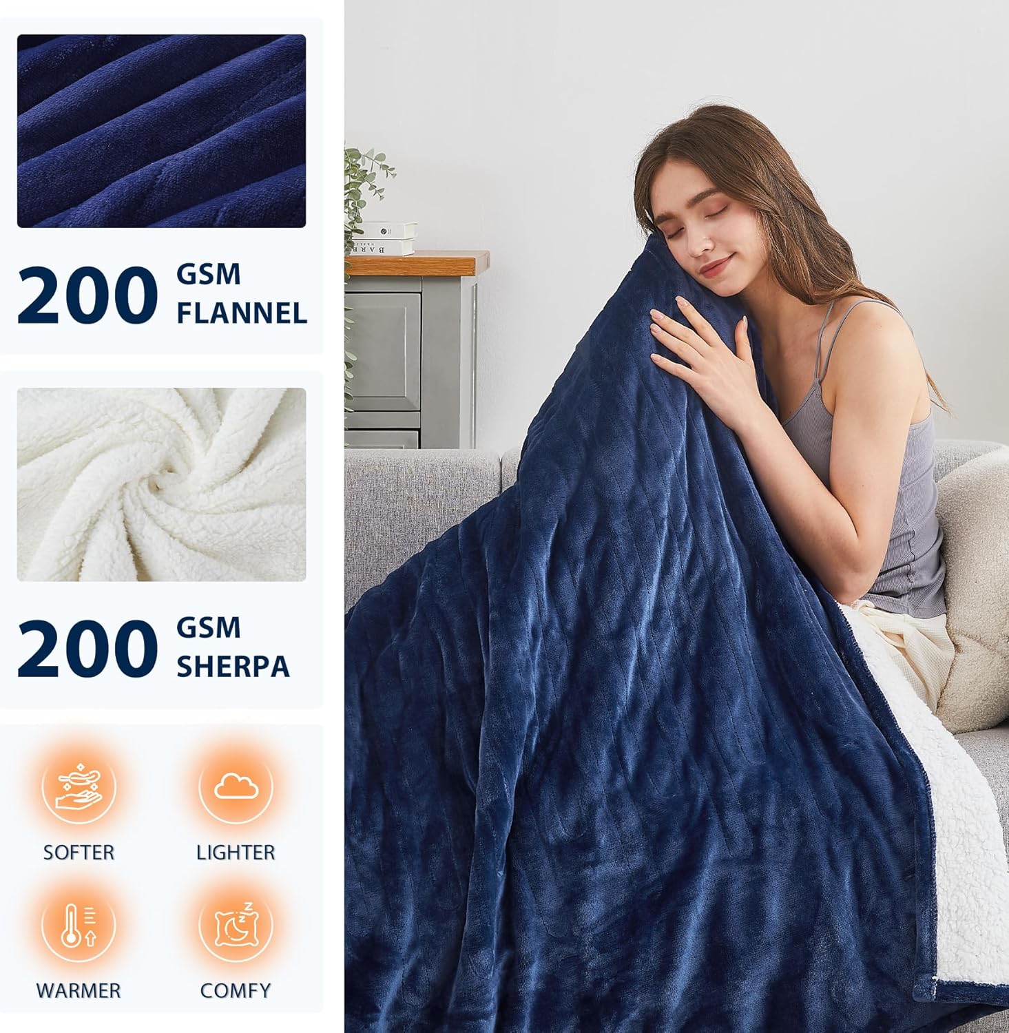 Homemate Heated Blanket Electric Throw - 50