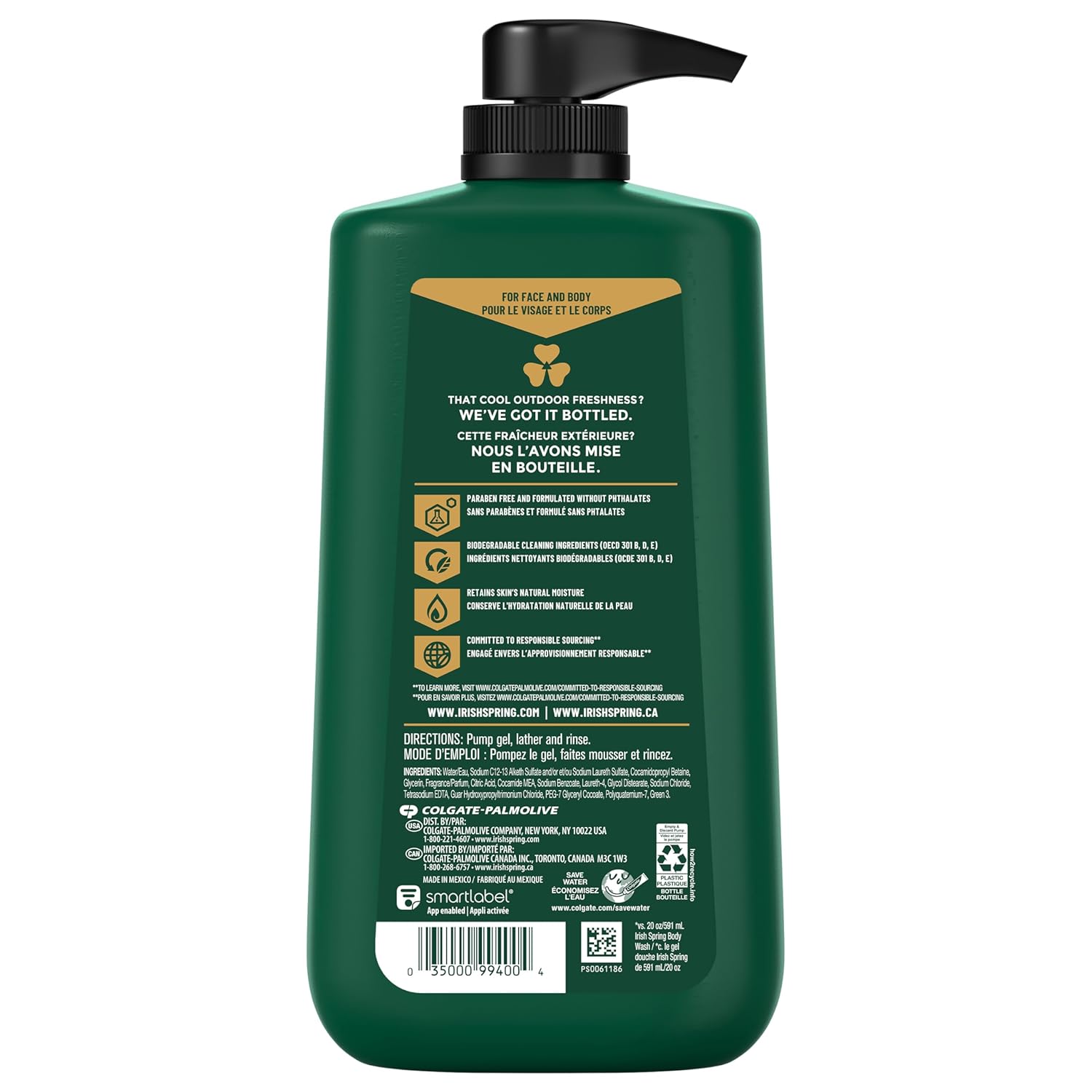 Irish Spring Mens Body Wash, Moisture Blast Body Wash for Men, Feel Fresh All Day, 30 Oz Pump Bottle