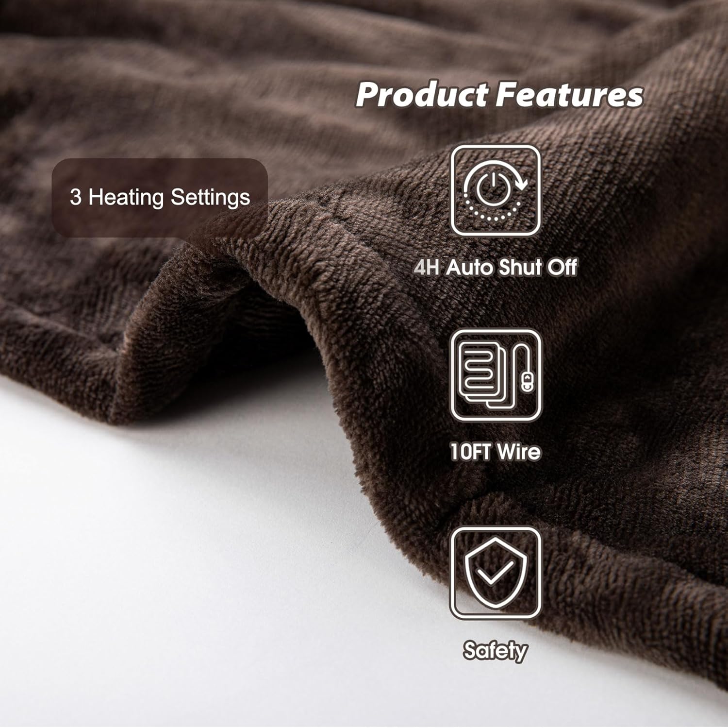 Tefici Electric Heated Blanket Throw, Super Cozy Soft 2-Layer Flannel 50