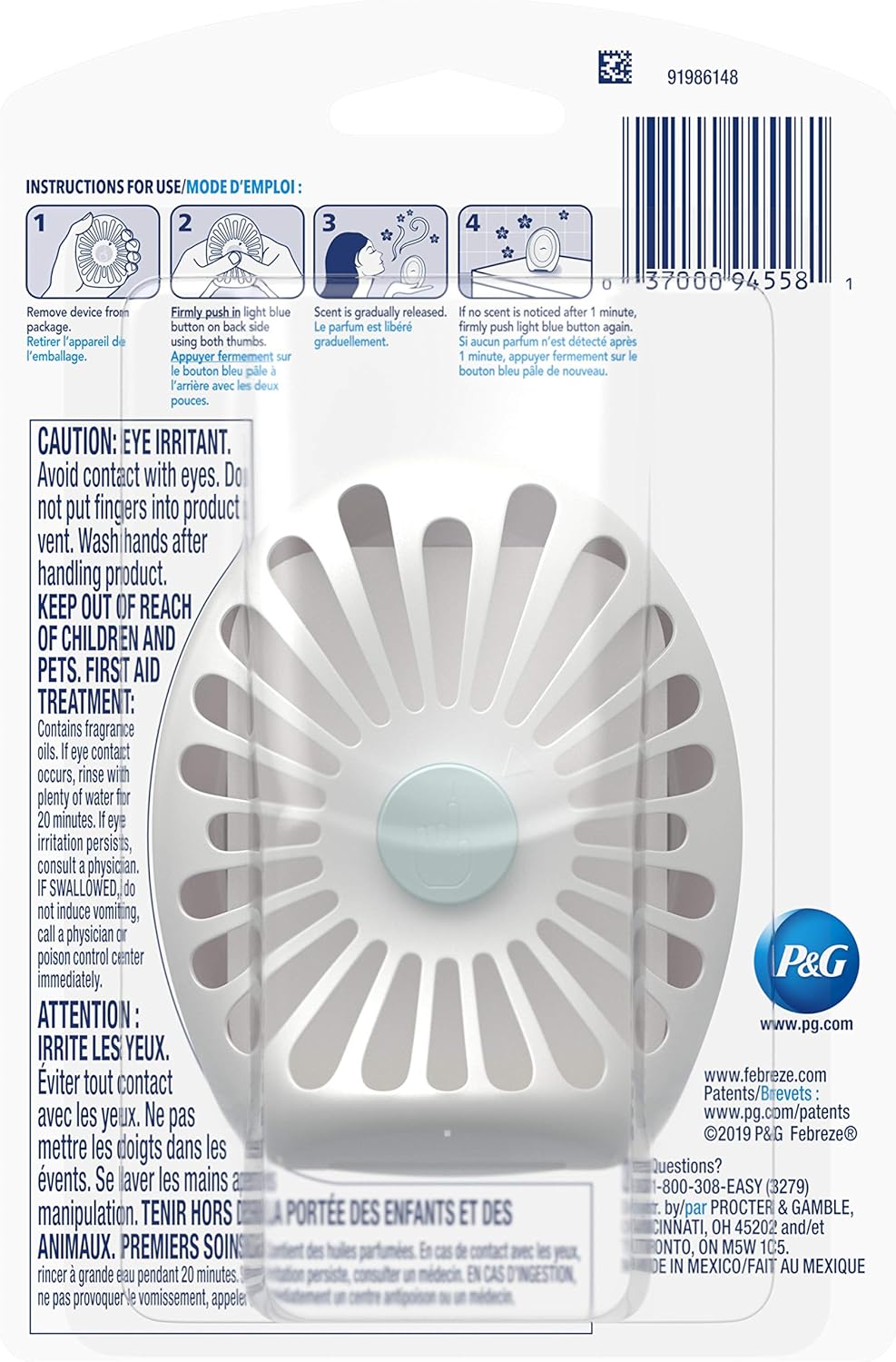 Febreze Small Spaces Air Freshener Linen & Sky, .25 fl. oz., Pack of 4