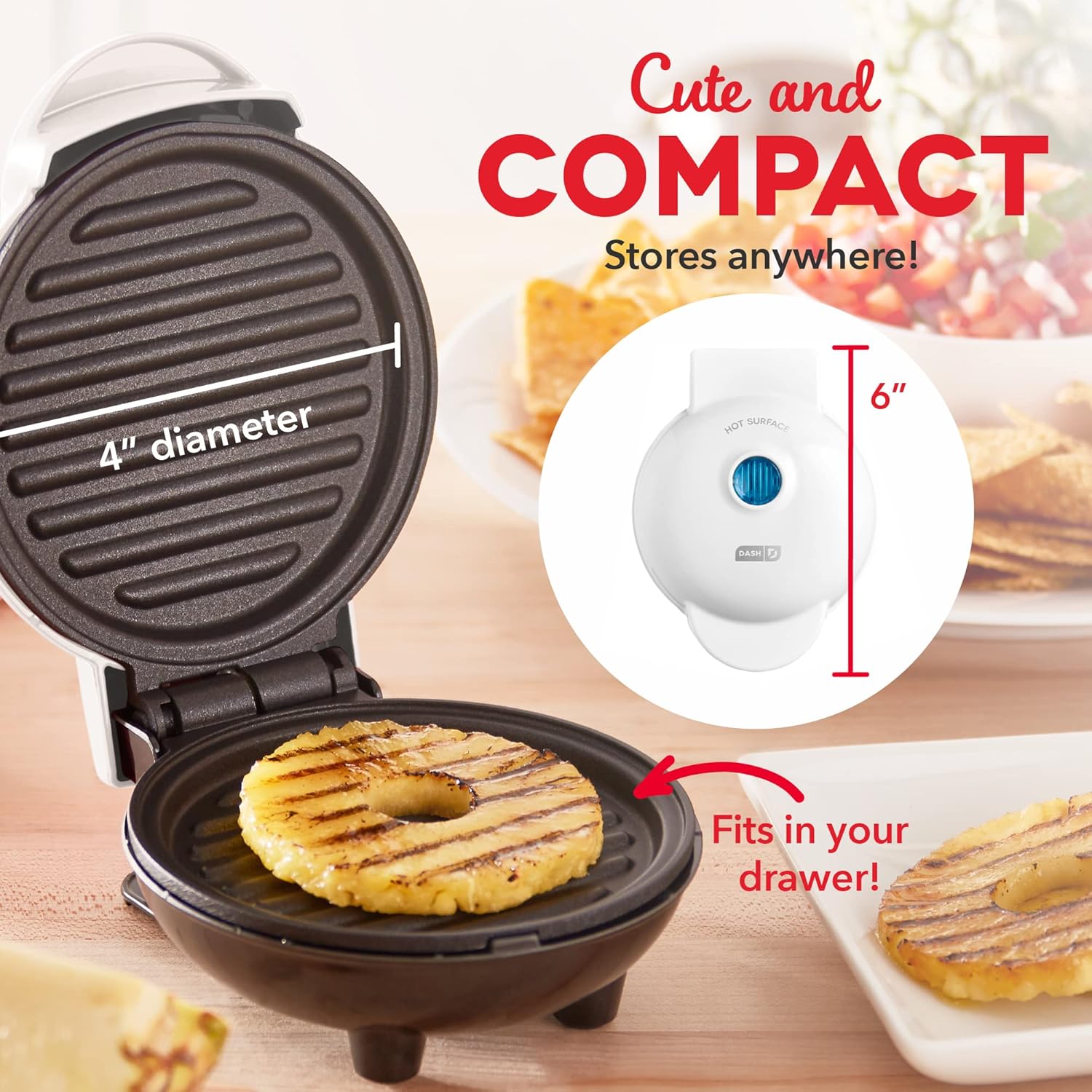 Dash Mini Maker Portable Grill Machine + Panini Press for Gourmet Burgers, Sandwiches, Chicken + Other On the Go Breakfast, Lunch, or Snacks with Recipe Guide - Aqua