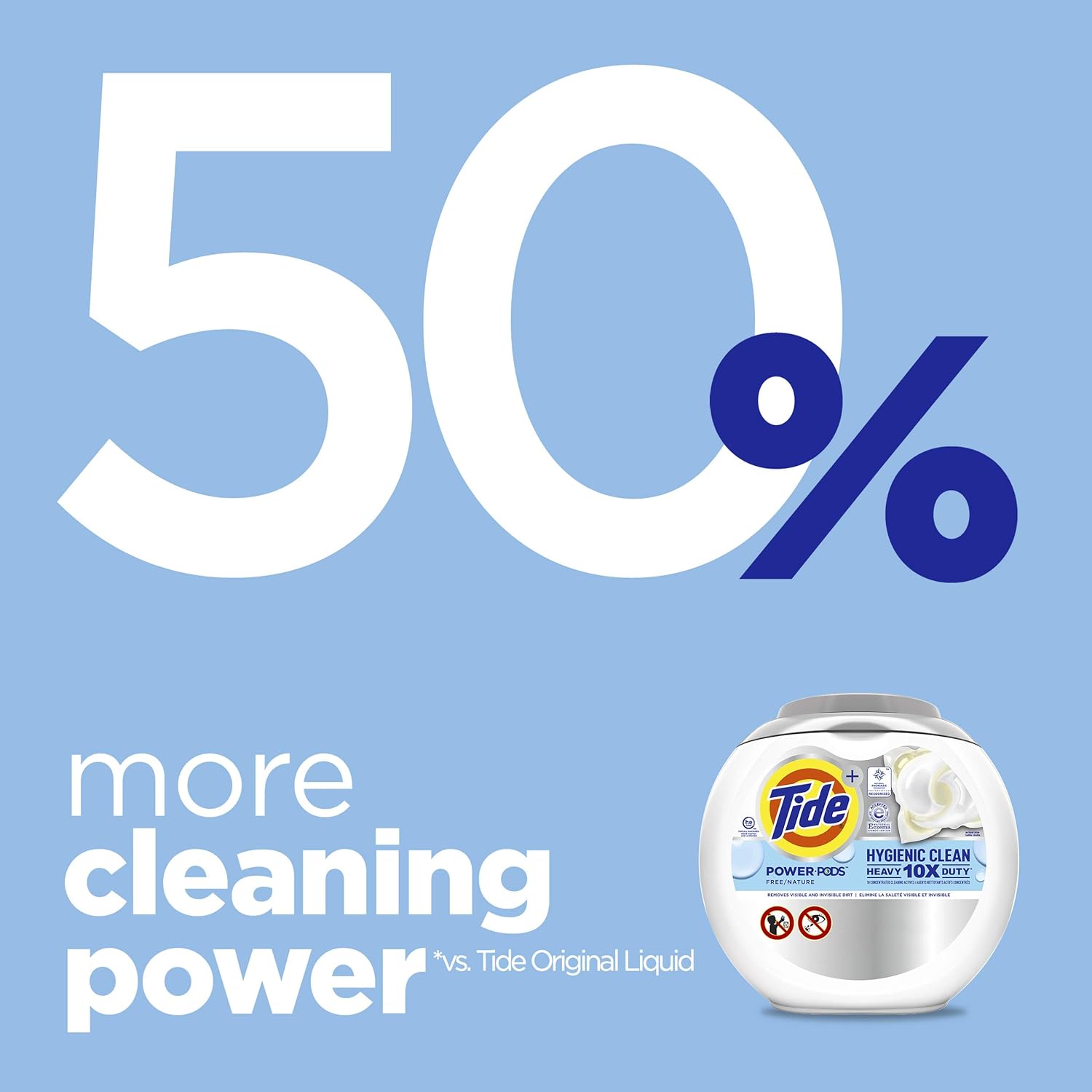Tide Hygienic Clean Heavy 10x Duty Power PODS Laundry Detergent Pacs For Visible and Invisible Dirt, Spring Meadow Scent, 45 Count