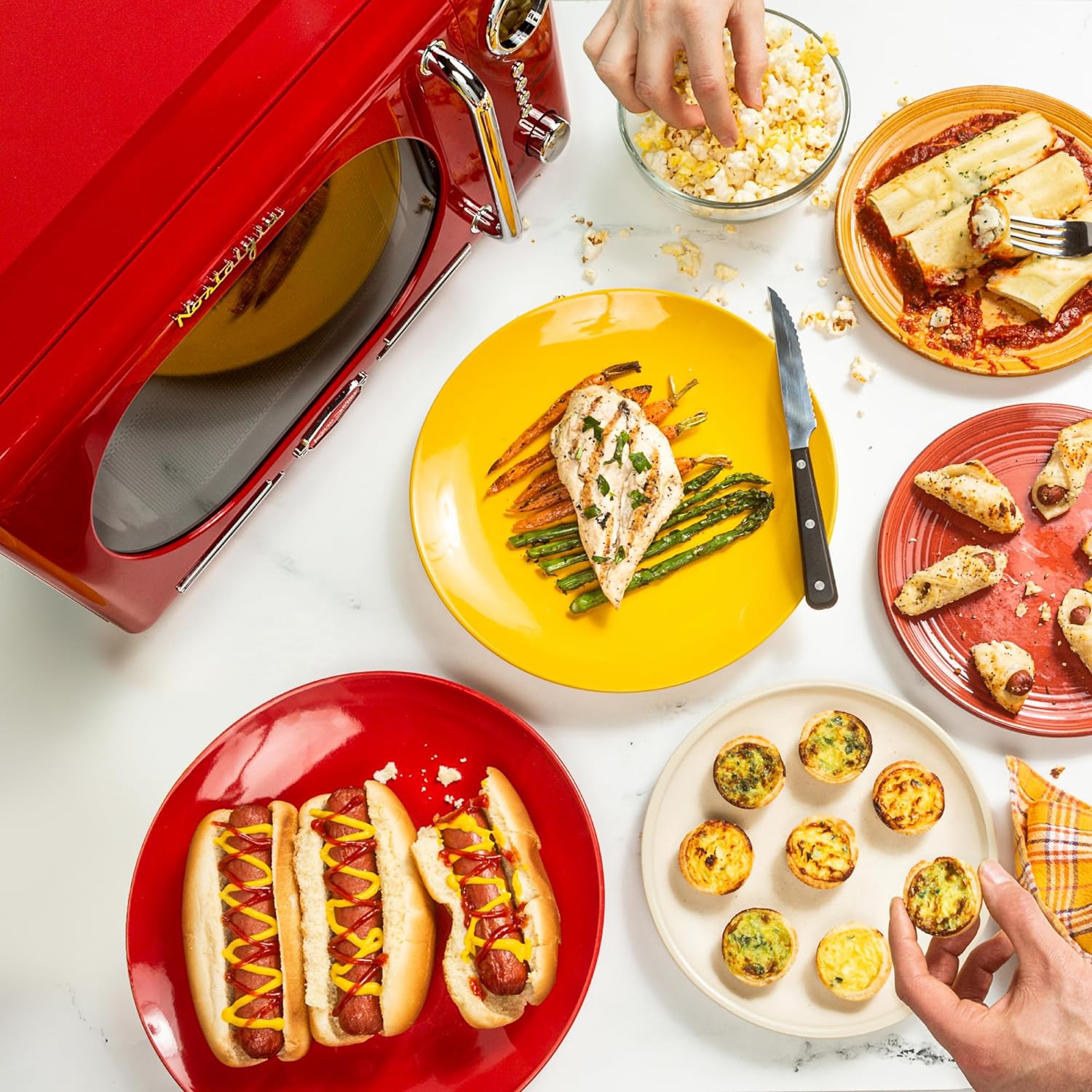 Nostalgia Retro Compact Countertop Microwave Oven - 0.7 Cu. Ft. - 700-Watts with LED Digital Display - Child Lock - Easy Clean Interior - Aqua