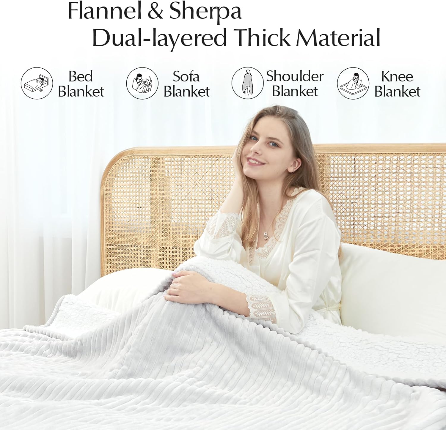 Heated Blanket Throw Size, Soft and Cozy Electric Heating Blanket for Bed, Automatic Safety System 6 Heating Levels & 4 Hours Auto-Off, 50