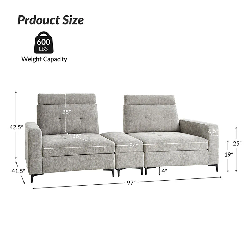 Constantin Modern Storage Button-Tufted Sectional Sofa with Adjustable Backrest