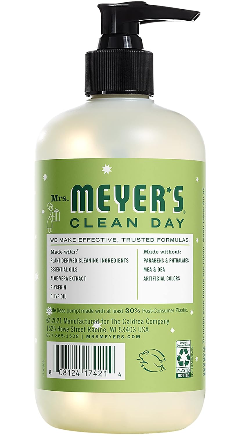 MRS. MEYER'S CLEAN DAY Hand Soap, Made with Essential Oils, Biodegradable Formula, Honeysuckle, 12.5 fl. oz - Pack of 3