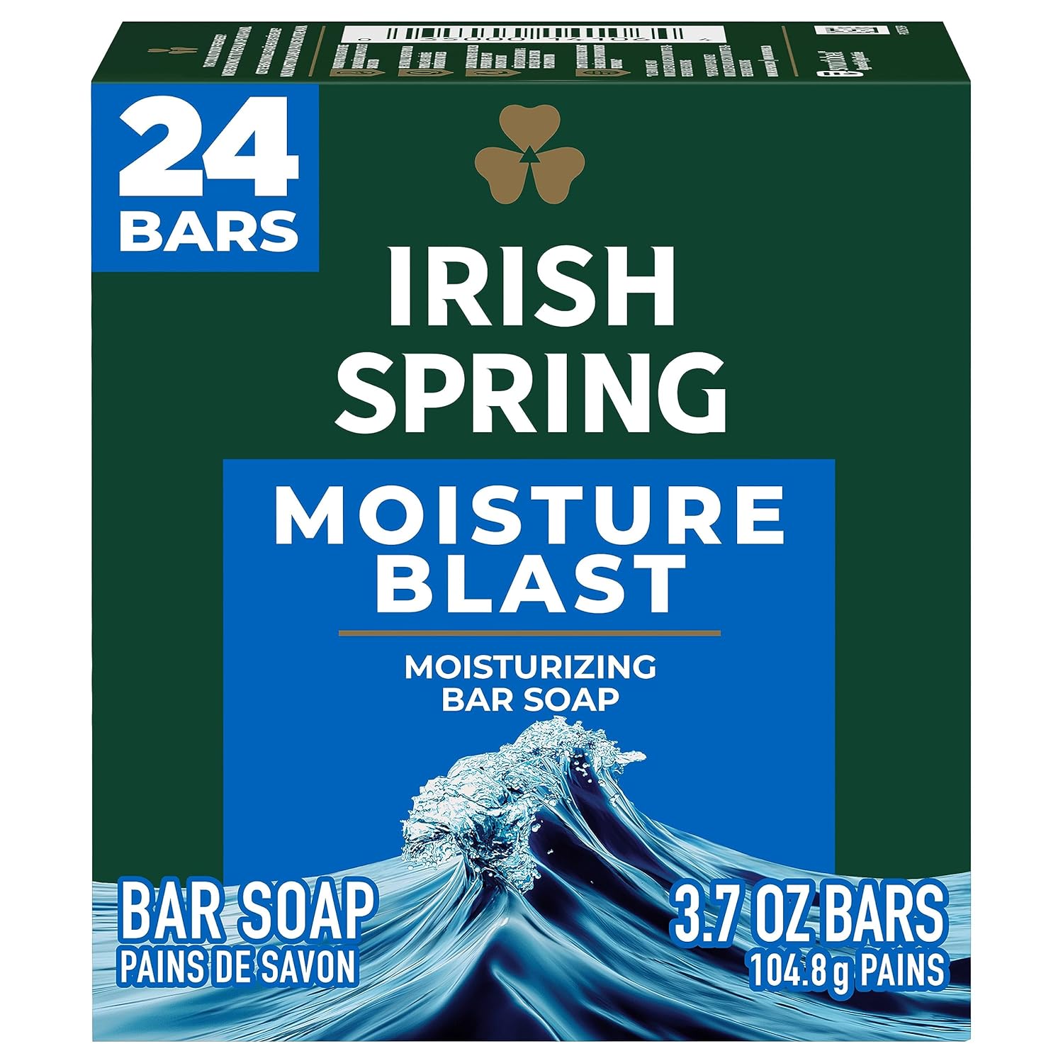 Irish Spring Bar Soap for Men, Original Clean, Smell Fresh and Clean for 12 Hours, Men Soap Bars for Washing Hands and Body, Mild for Skin, Recyclable Carton, 3.7 Ounce - 3 Count (Pack of 8)