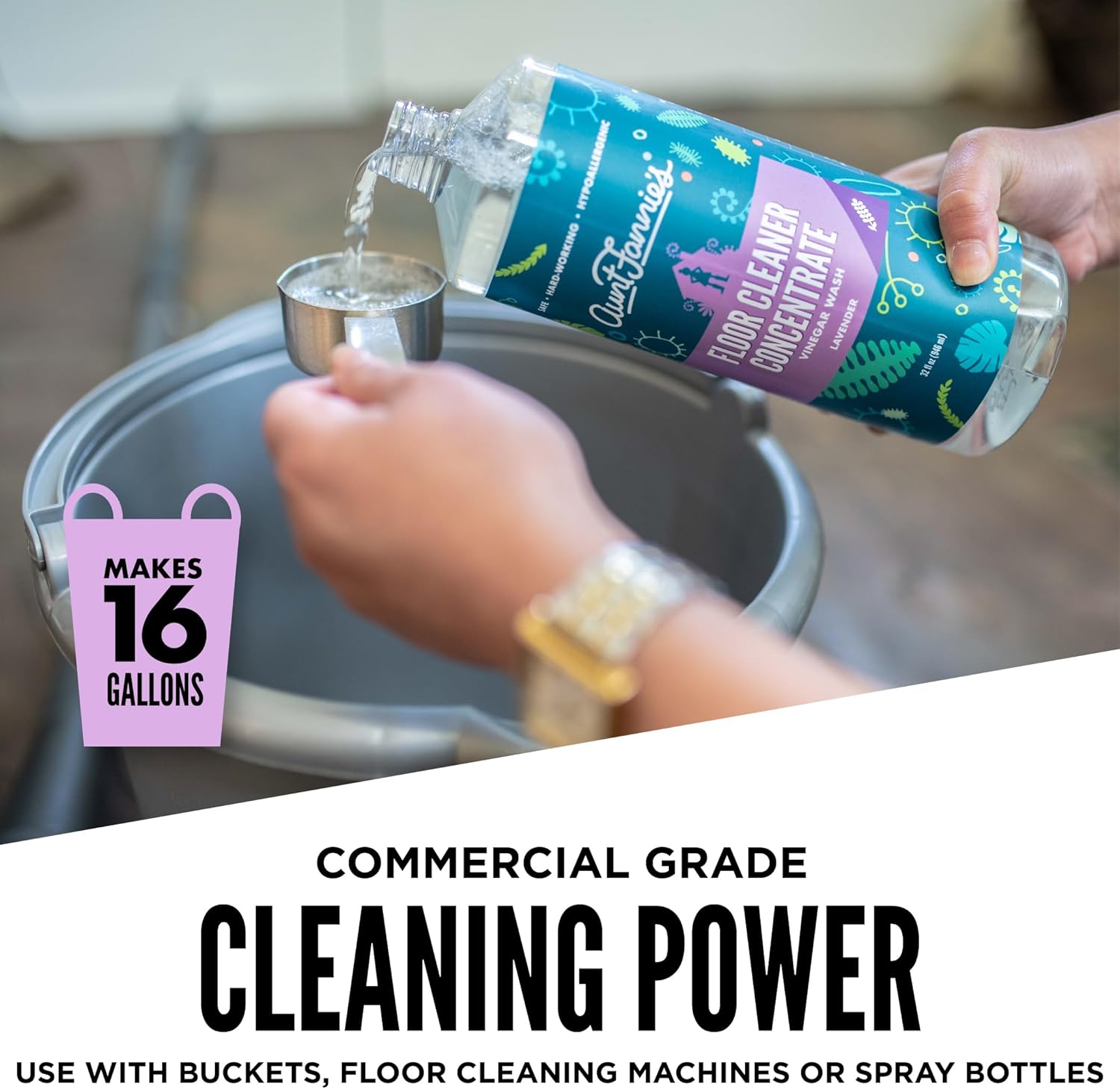 Aunt Fannie's Ultra Concentrated Floor Cleaner Vinegar Wash, Multi-Surface Floor Cleaner For Mopping, Makes 16 Gallons, Eucalyptus Scent, 32 oz. (Pack of 1), Packaging May Vary