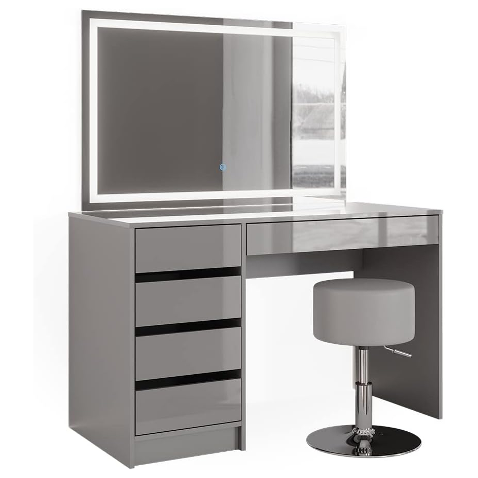 Vicco Sherry Dressing Table Sonoma / White 120 cm with LED Mirror and Stool