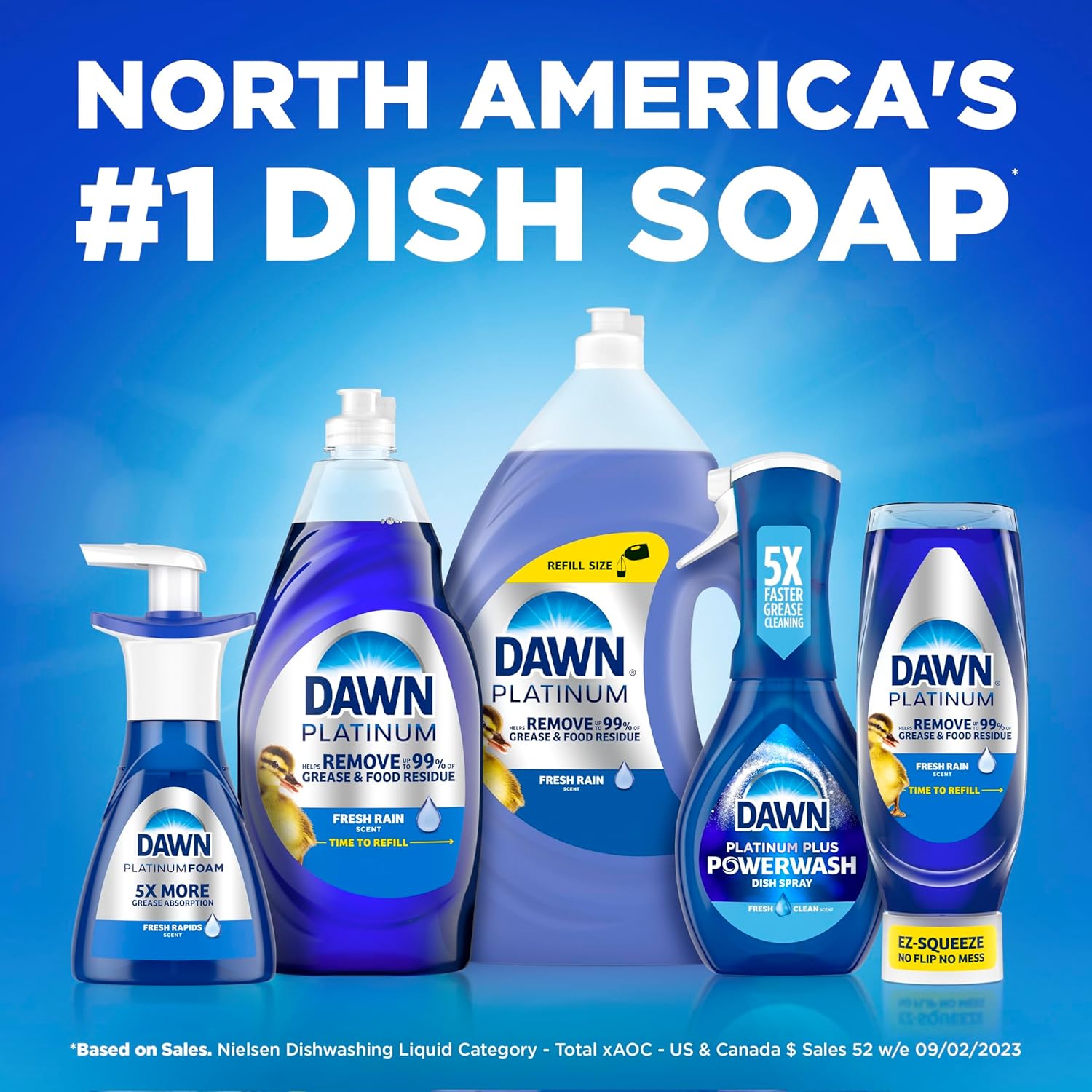 Dawn Platinum Powerwash Dish Spray, Dish Soap, Fresh Scent Bundle, 1 Spray (16oz) + 3 Refills (16oz each)