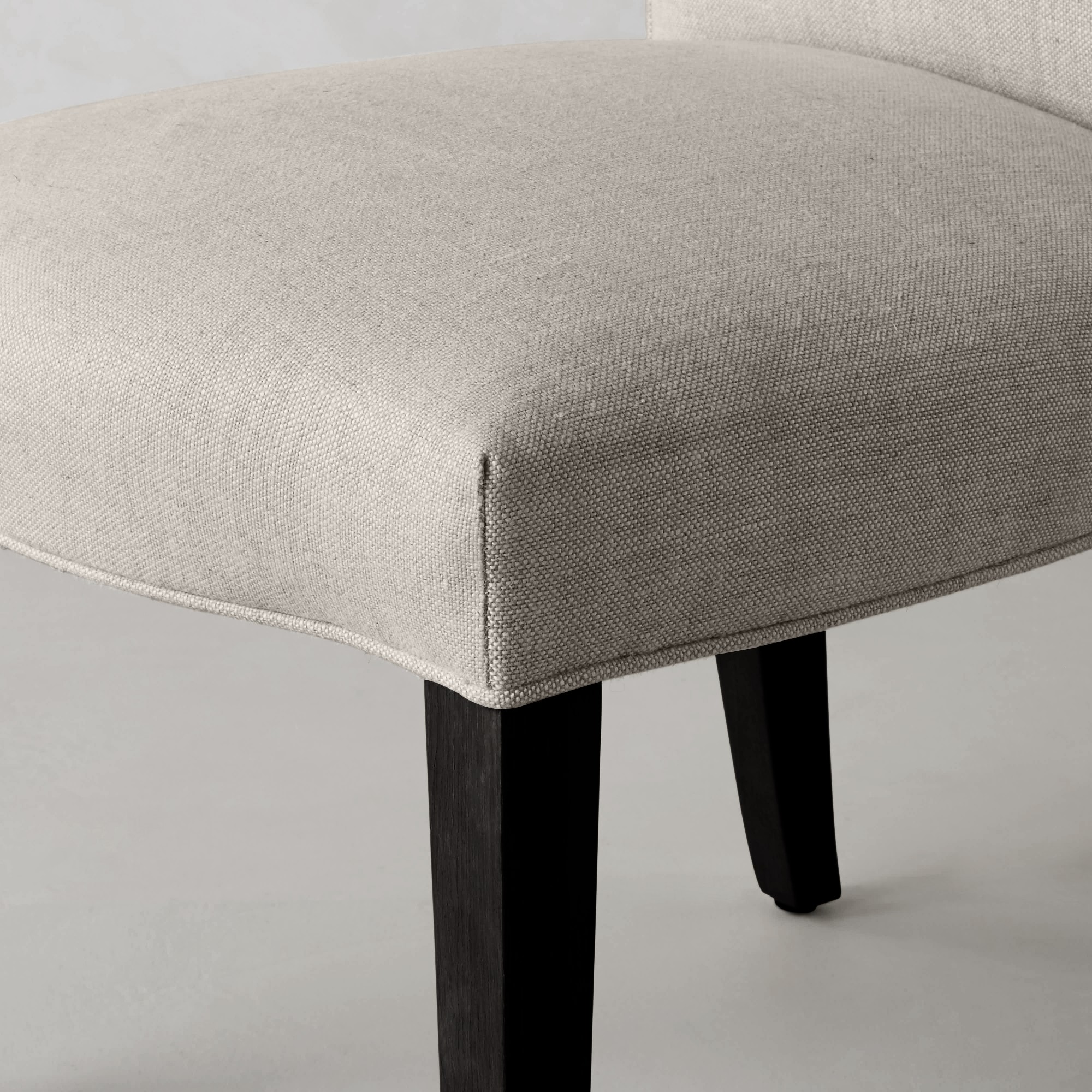 Fitzgerald Dining Side Chair, Perennials Performance Basketweave, White, Ebony Leg