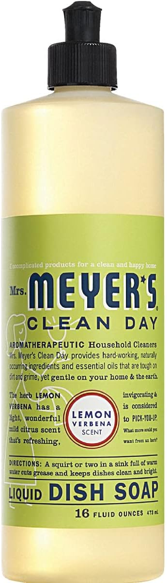 MRS. MEYER'S CLEAN DAY Liquid Dish Soap, Biodegradable Formula, Basil, 16 fl. oz - Pack of 3