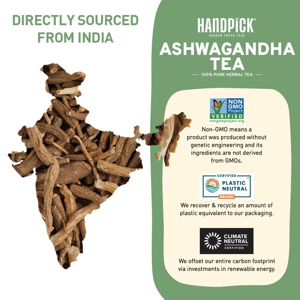 HANDPICK, Peppermint Tea, Eco-Conscious Tea Bags - 100 Count | Caffeine Free, Non-GMO | Minty, Fresh & Cool flavor | Direct From Source