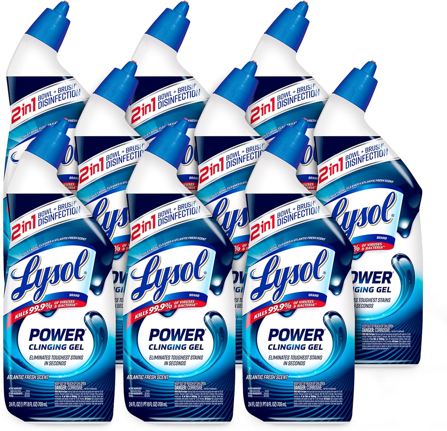 Lysol Power Toilet Bowl Cleaner Gel, For Cleaning and Disinfecting, Stain Removal, 24oz ,9 Ct , (Packaging May Vary)