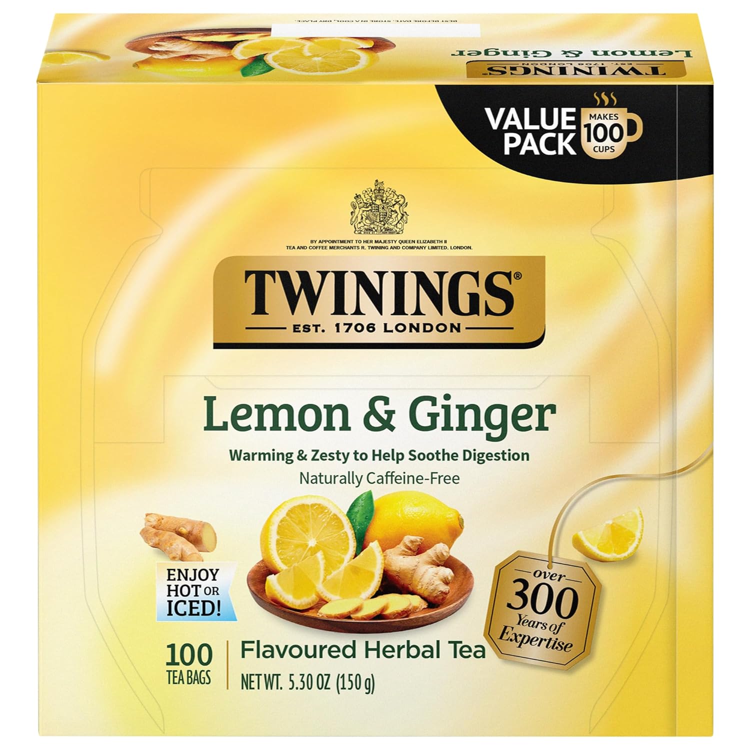 Twinings English Breakfast Black Tea Individually Wrapped Bags, 100 Count (Pack of 1), Smooth, Flavourful, and Robust, Caffeinated, Enjoy Hot or Iced | Packaging May Vary