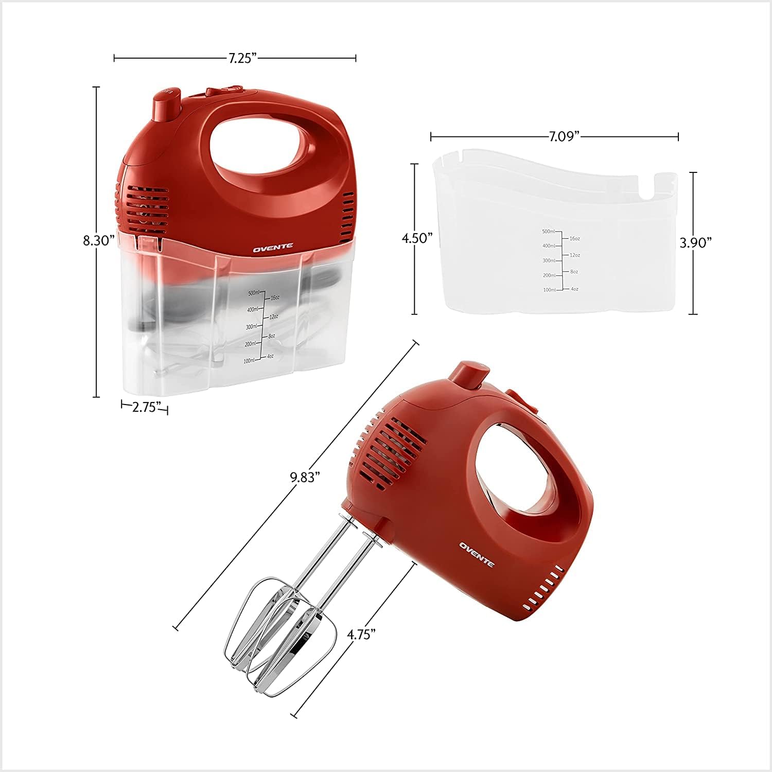 OVENTE Portable 5 Speed Mixing Electric Hand Mixer with Stainless Steel Whisk Beater Attachments & Snap Storage Case, Compact Lightweight 150 Watt Powerful Blender for Baking & Cooking, Black HM151B