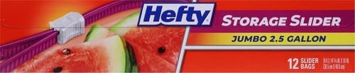 Hefty Slider Jumbo Storage Bags, 2.5 Gallon Size, 12 Count