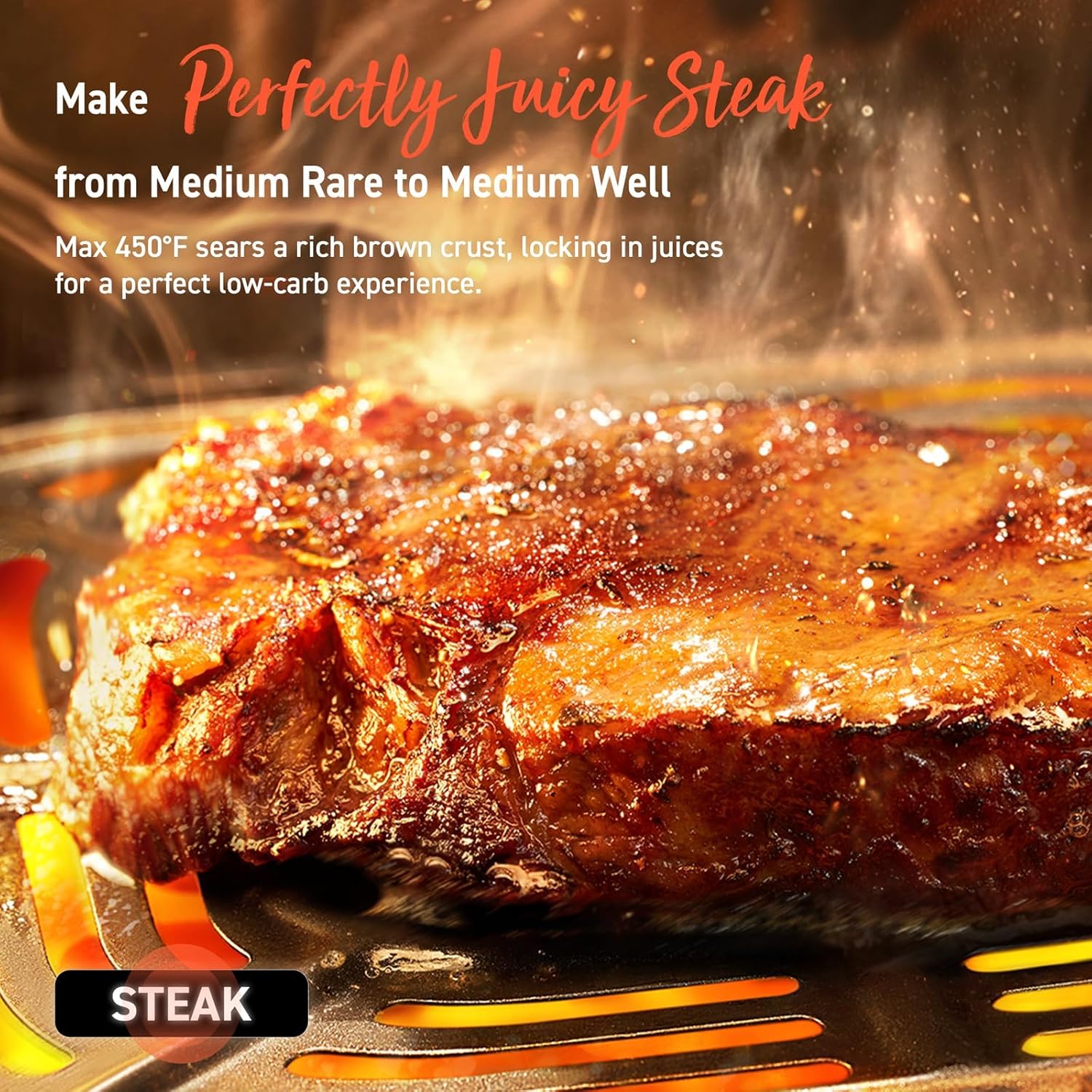 COSORI Air Fryer 9-in-1, Compact 5-Qt, Perect for Meat Enthusiasts with 450°F Max Heat Function , 130+ In-App Recipes, Little to No Oil, Easy Clean Glass Touch Panel & Nonstick Basket, Gray