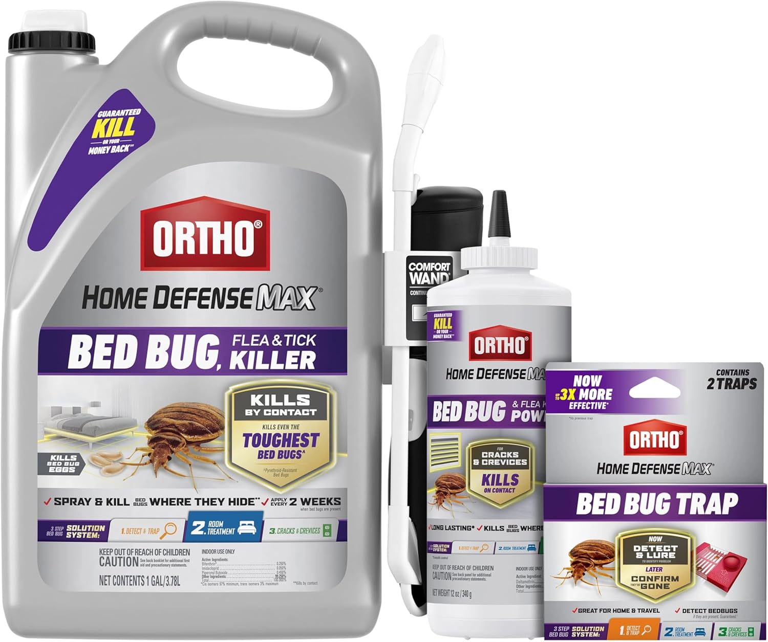 Ortho Home Defense Max Bed Bug, Flea and Tick Killer - With Ready-to-Use Comfort Wand, Kills Bed Bugs and Bed Bug Eggs, Bed Bug Spray Also Kills Fleas and Ticks, 1 gal.