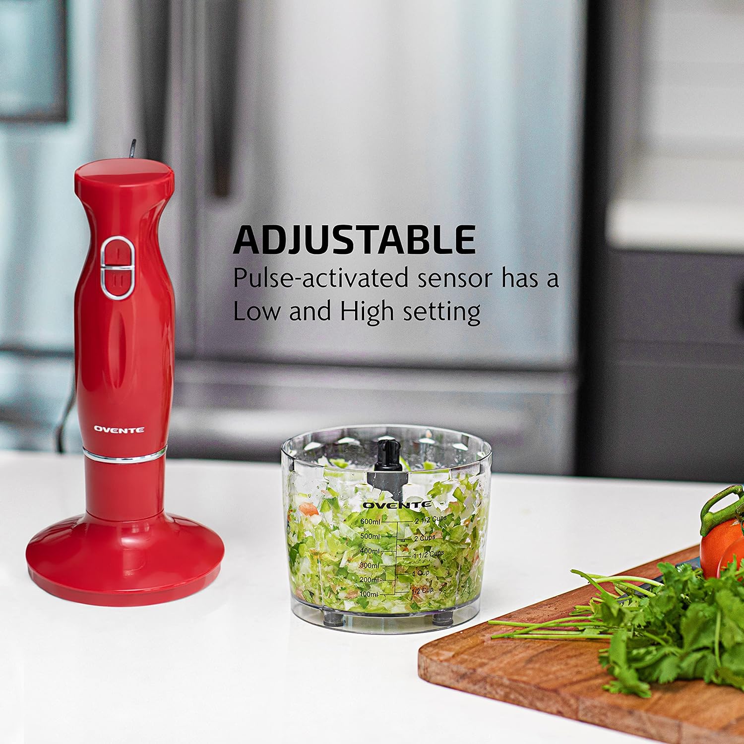 OVENTE Electric Immersion Hand Blender 300 Watt 2 Mixing Speed with Stainless Steel Blades, Powerful Portable Easy Control Grip Stick Mixer Perfect for Smoothies, Puree Baby Food & Soup, Black HS560B