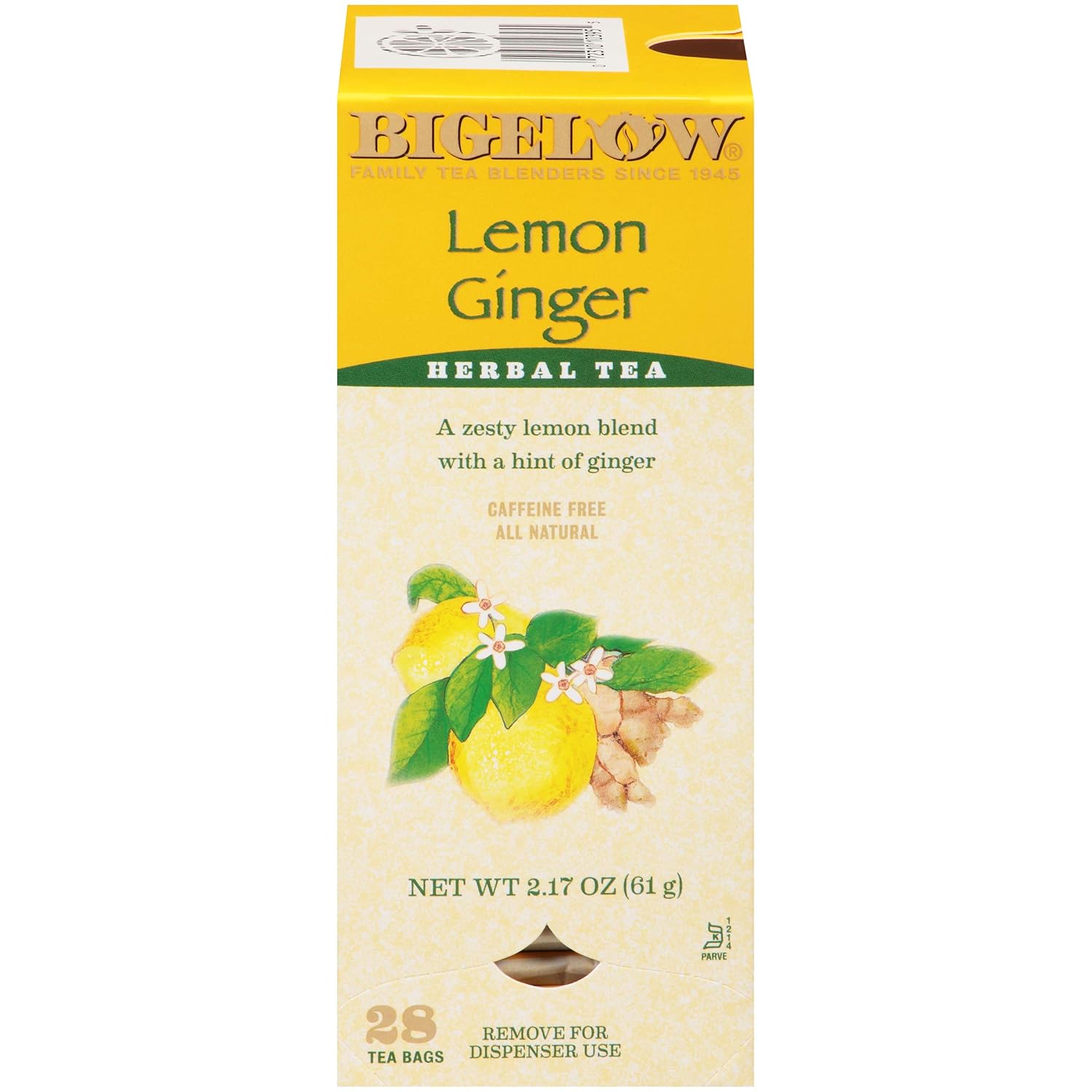 Bigelow Tea Lemon Ginger plus Probiotics Herbal Tea, Caffeine Free Tea with Lemon and Ginger, 18 Count Box (Pack of 6), 108 Total Tea Bags