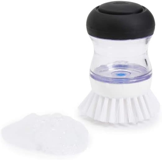 OXO Good Grips Soap Dispensing Palm Brush, Black/Clear/White