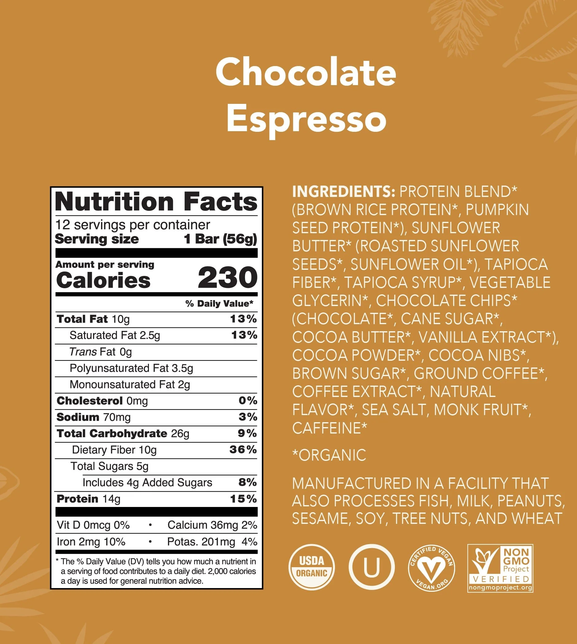 Chocolate Espresso Protein + Caffeine Bar