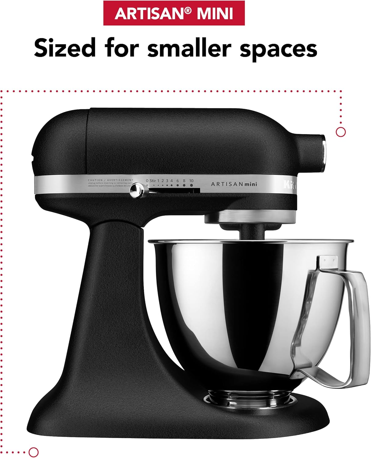 KitchenAid Artisan Mini 3.5 Quart Tilt-Head Stand Mixer - KSM3316X - Black Matte