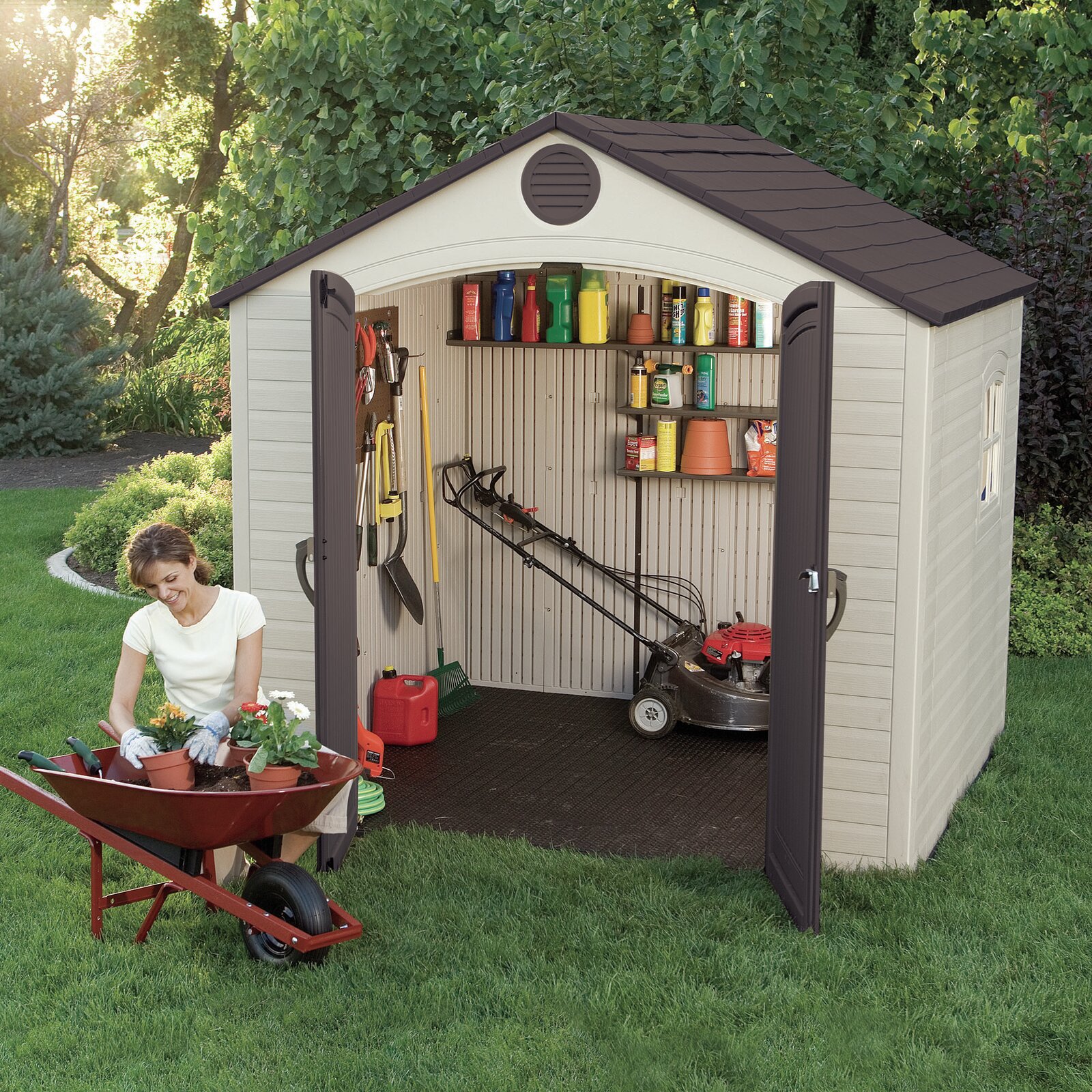 8 ft. W x 7 ft. 4 in. D Plastic Storage Shed