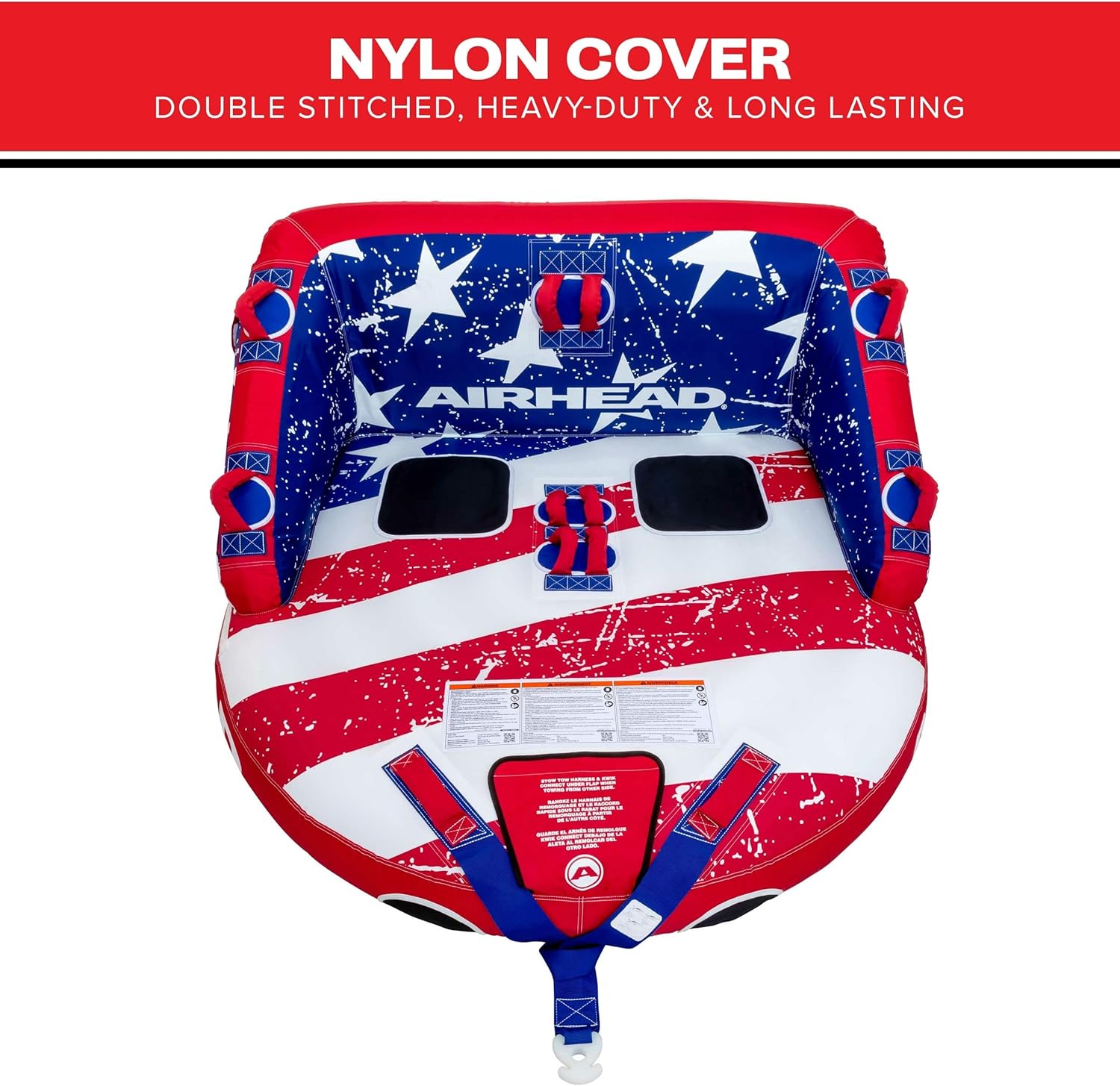 Airhead Mable Inflatable Towable Tube, 1-4 Rider Models, Dual Tow Points, Full Nylon Cover, EVA Foam Pads, Patented Speed Valve, Boat Tubes and Towables