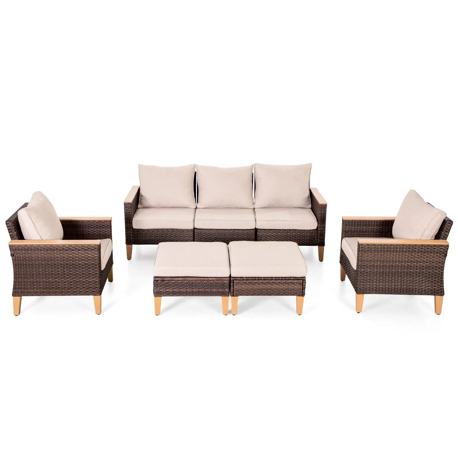 7-Seat All-Weather PE Wicker Patio Sectional Sofa Set