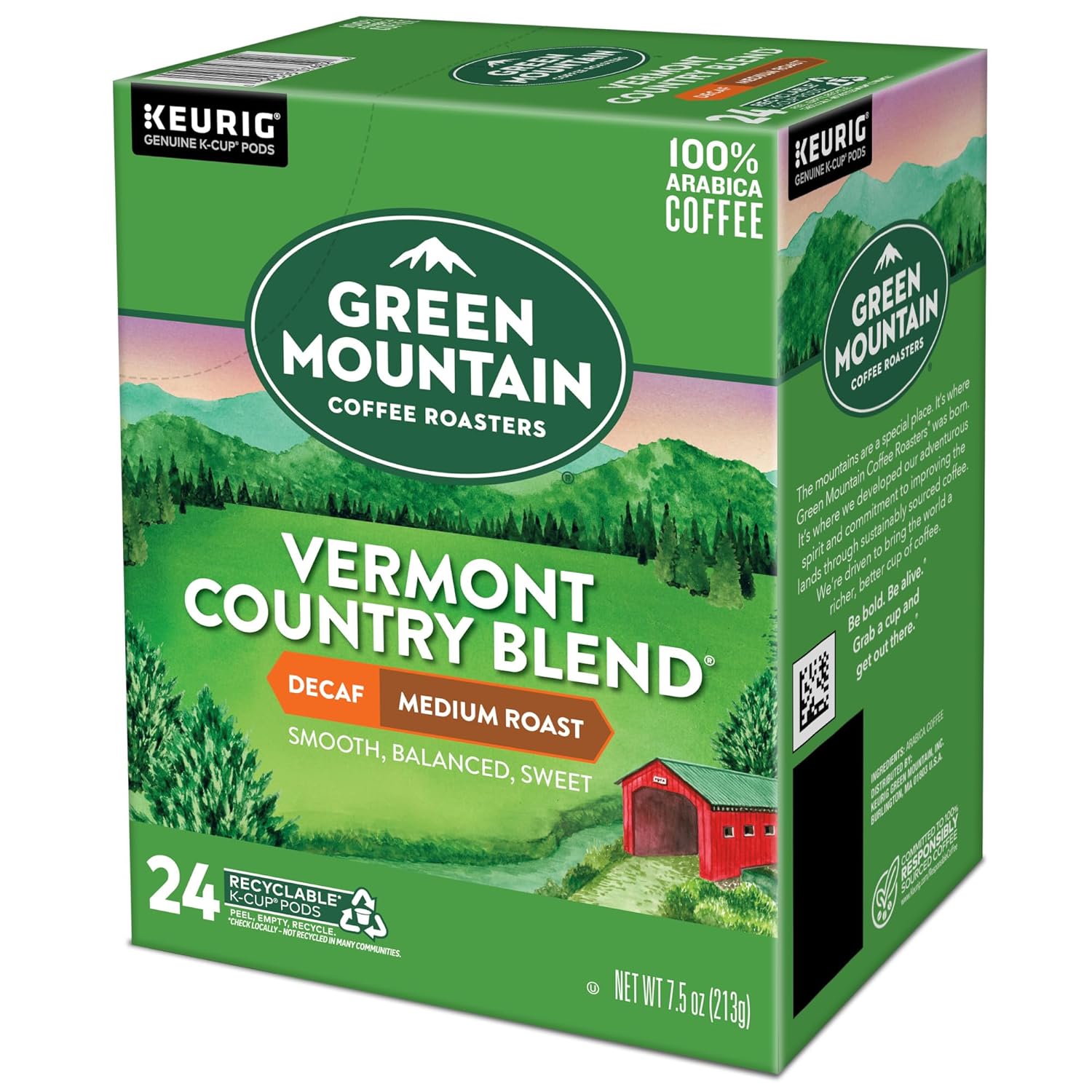 Green Mountain Coffee Roasters Half Caff Keurig Single-Serve K-Cup pods, Medium Roast Coffee, 72 Count (6 Packs of 12)