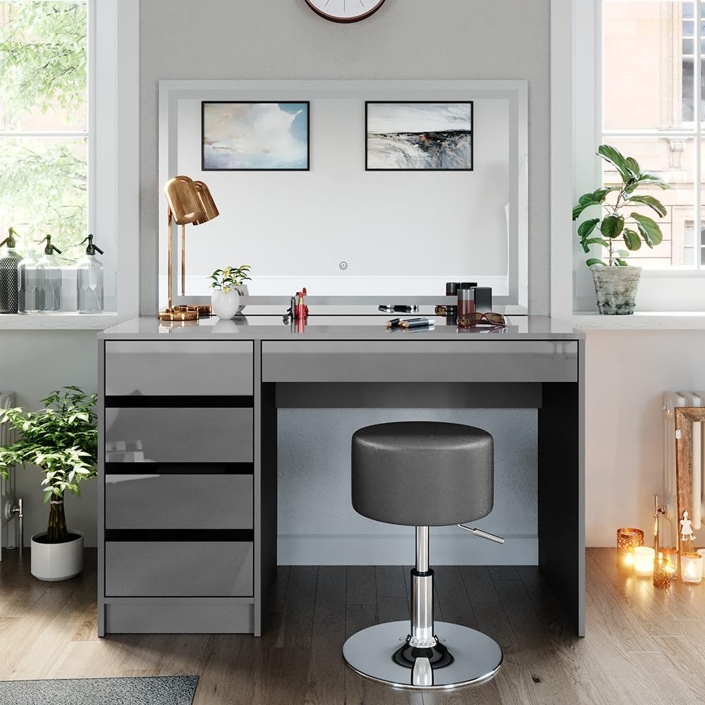 Vicco Sherry Dressing Table Sonoma / White 120 cm with LED Mirror and Stool