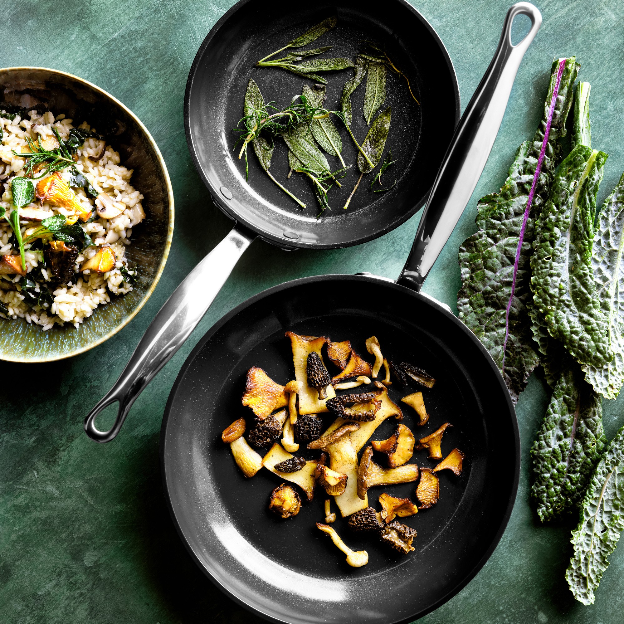 GreenPan™ Premiere Stainless-Steel Ceramic Nonstick Fry Pan, Set of 3