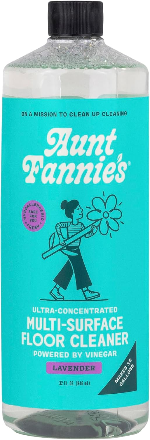Aunt Fannie's Ultra Concentrated Floor Cleaner Vinegar Wash, Multi-Surface Floor Cleaner For Mopping, Makes 16 Gallons, Eucalyptus Scent, 32 oz. (Pack of 1), Packaging May Vary