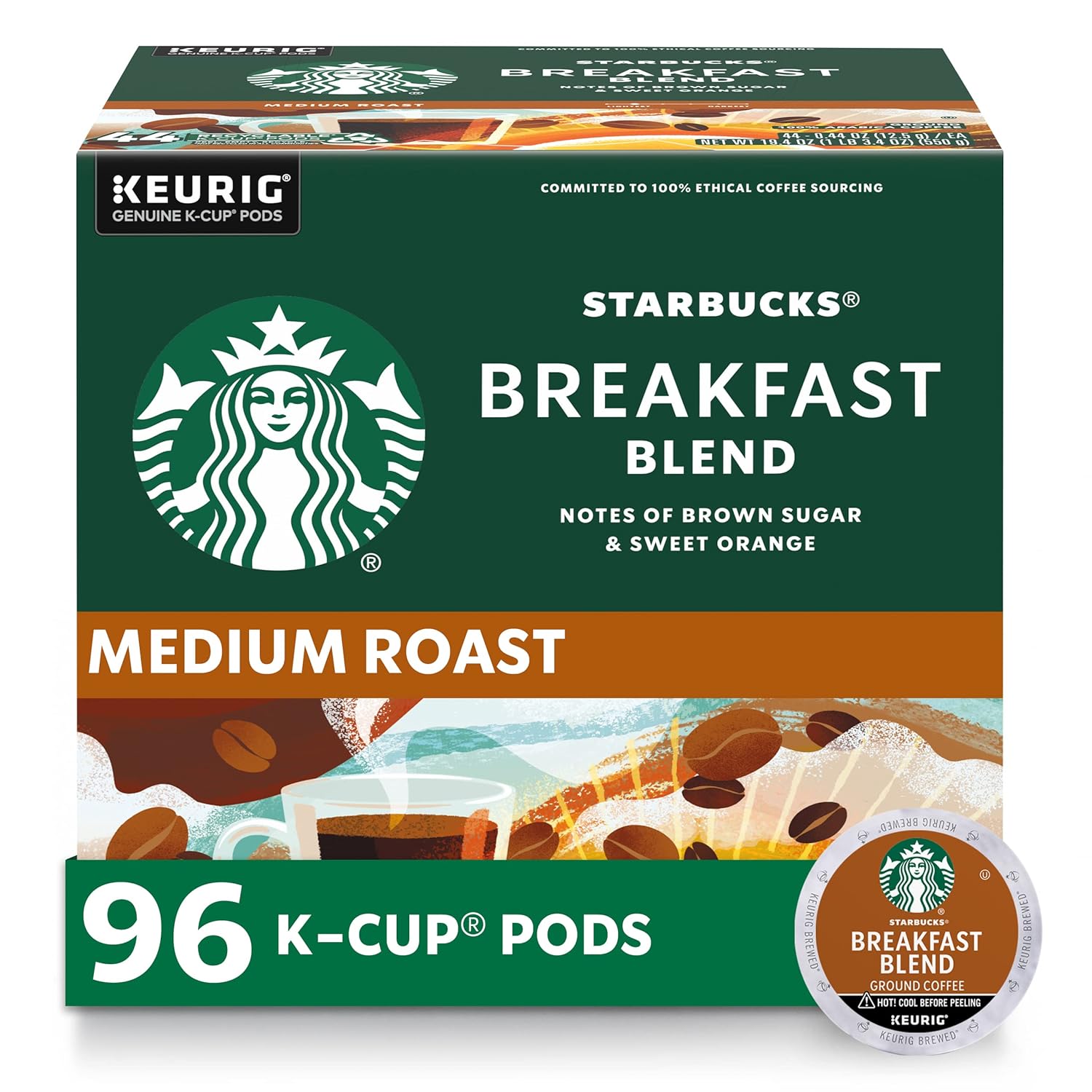 Starbucks K-Cup Coffee Pods, Medium Roast Coffee, Pike Place Roast for Keurig Brewers, 100% Arabica, 4 boxes (96 pods total)