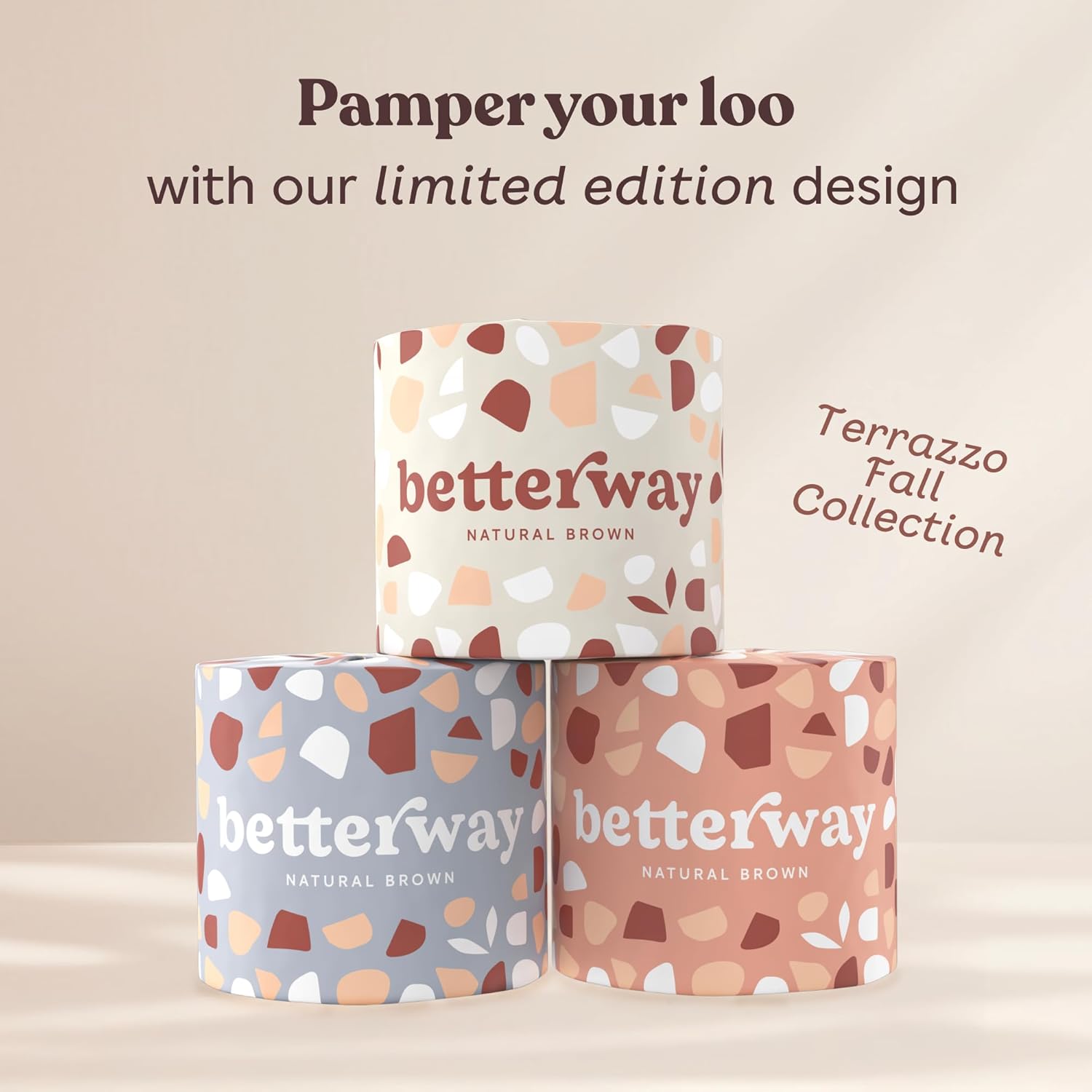 Betterway Bamboo Toilet Paper 3 Ply - Sustainable Toilet Tissue - 12 Double Rolls & 360 Sheets Per Roll - Septic Safe - Organic, Plastic Free - FSC Certified