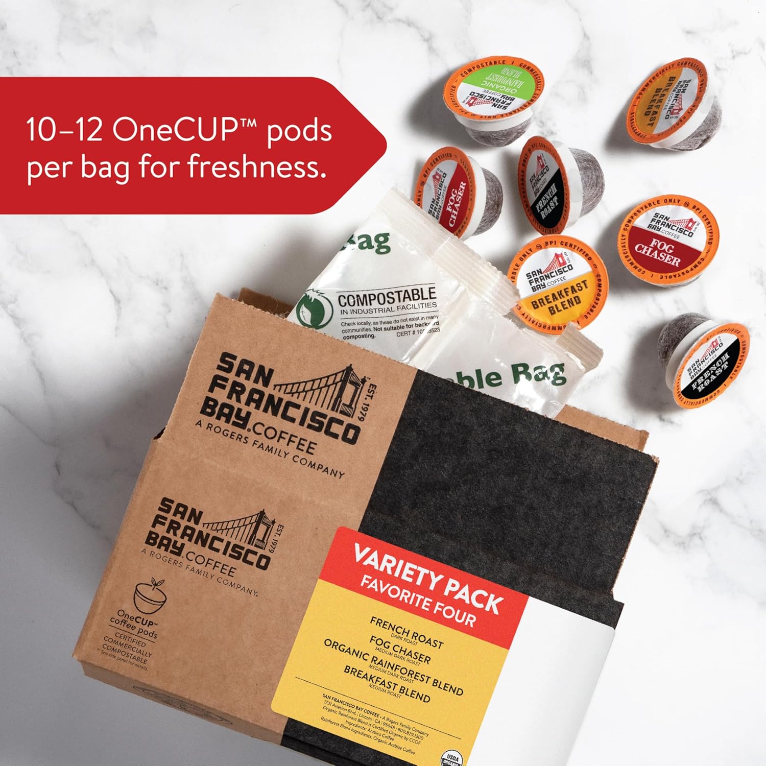 San Francisco Bay Compostable Coffee Pods - French Roast (80 Ct) K Cup Compatible including Keurig 2.0, Dark Roast