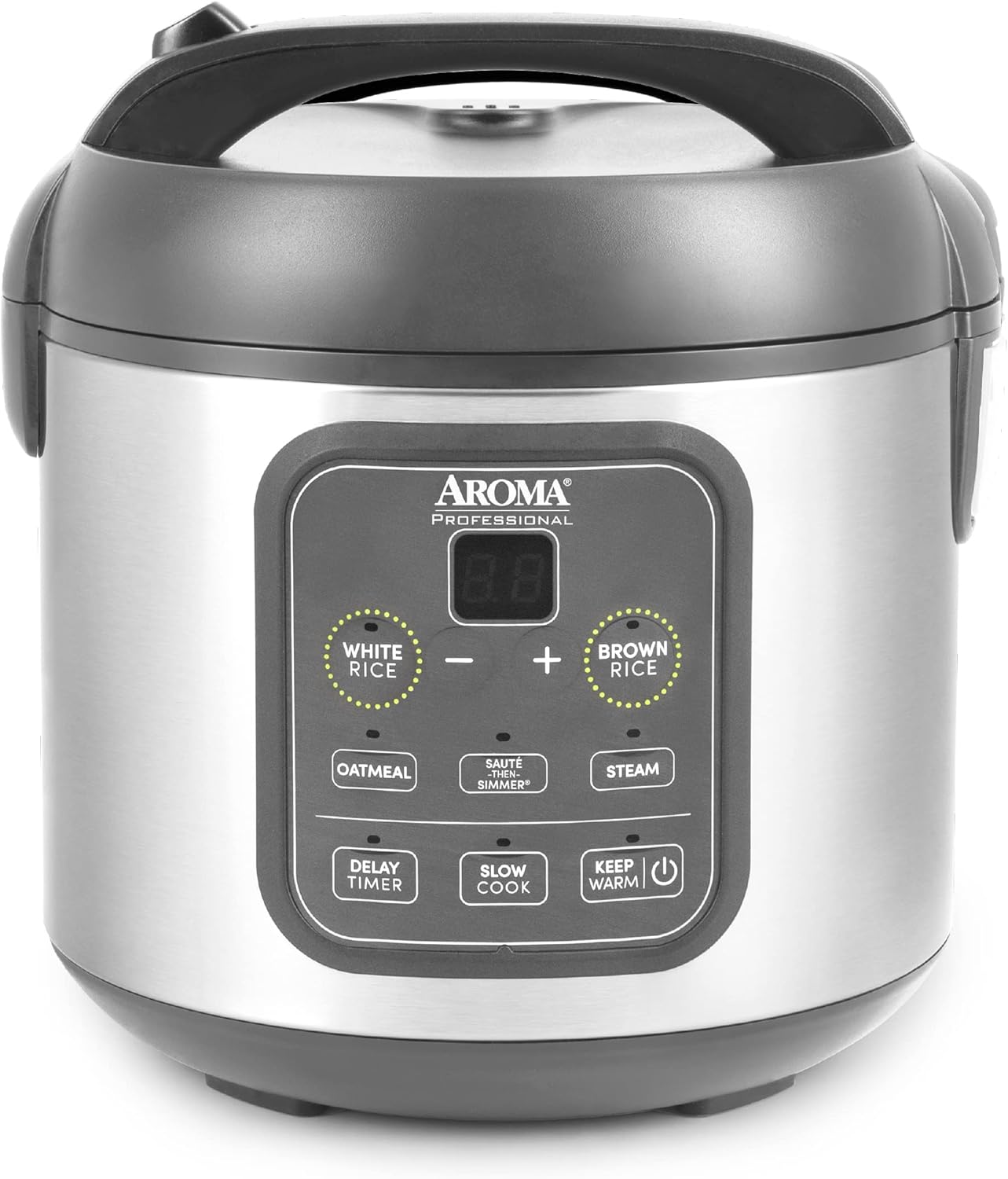 AROMA Digital Rice Cooker, 4-Cup (Uncooked) / 8-Cup (Cooked), Steamer, Grain Cooker, Multicooker, 2 Qt, Stainless Steel Exterior, ARC-914SBD