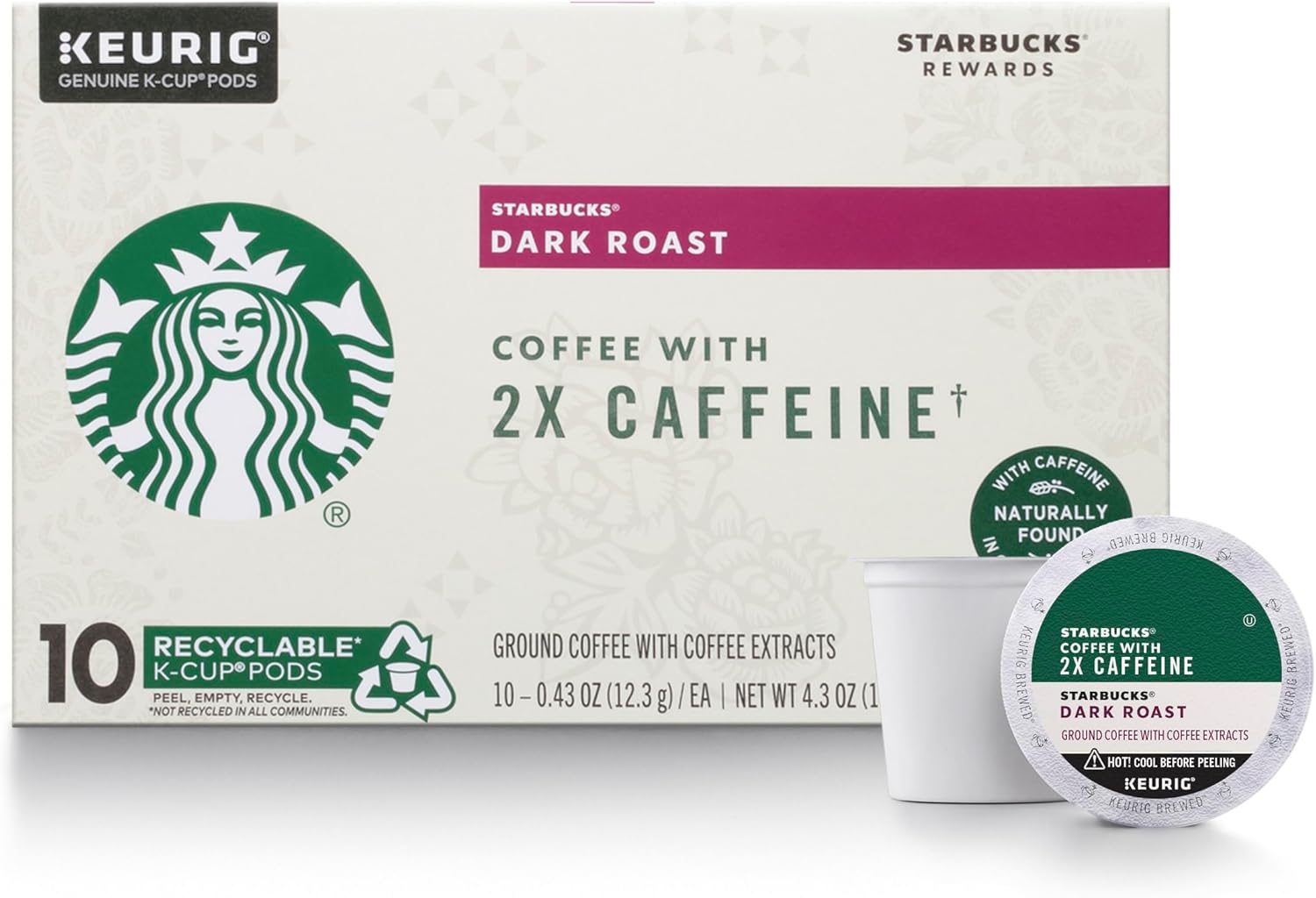Starbucks K-Cup Coffee Pods, Dark Roast Coffee, French Roast for Keurig Brewers, 100% Arabica, 4 boxes (96 pods total)