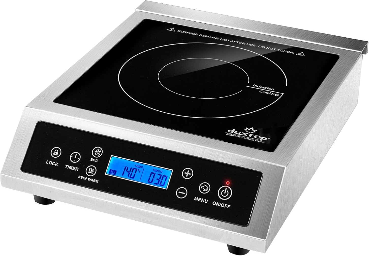 Duxtop Portable Induction Cooktop, Countertop Burner Induction Hot Plate with LCD Sensor Touch 1800 Watts, Silver 9600LS/BT-200DZ