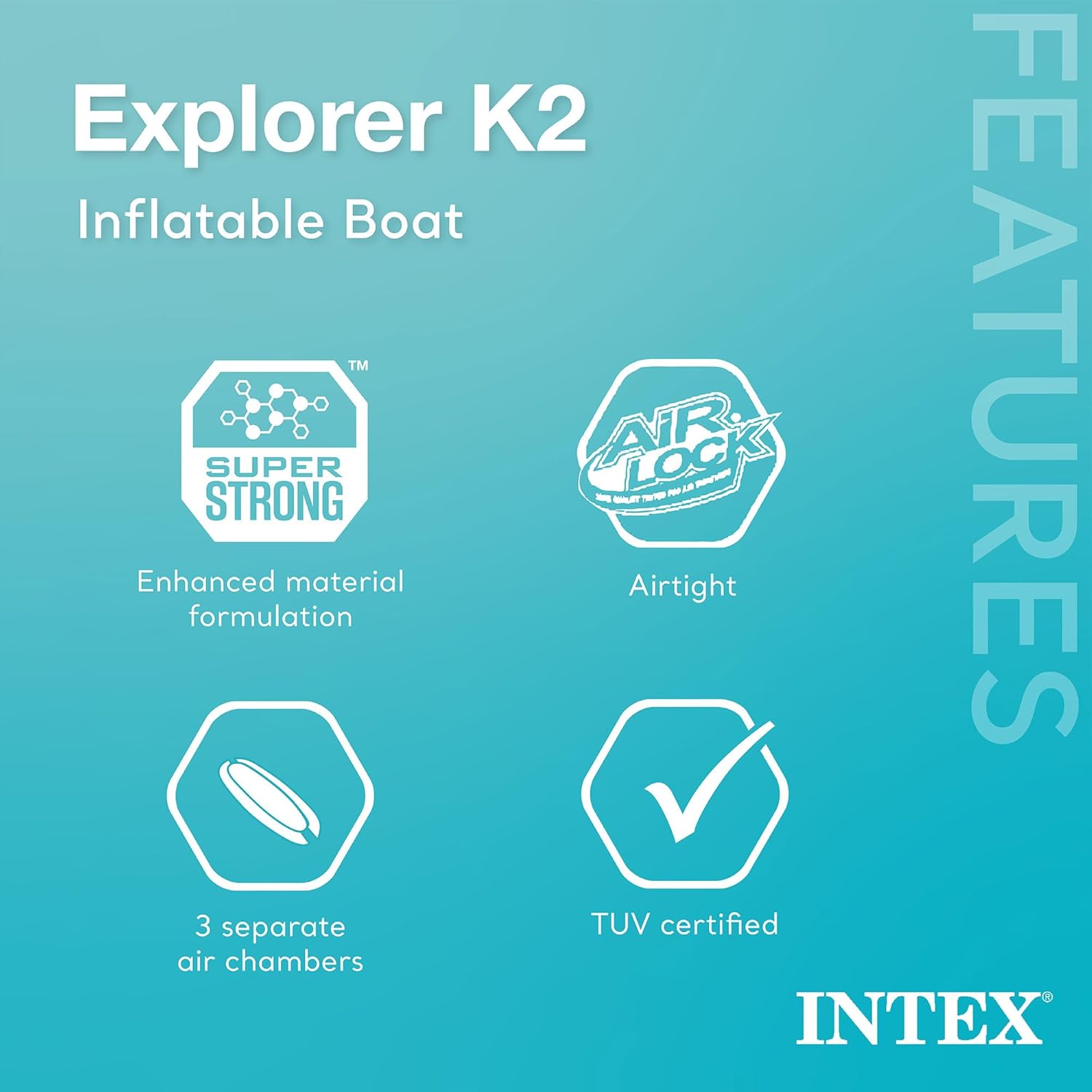 Intex 68307EP Explorer K2 Inflatable Kayak Set: Includes Deluxe 86in Aluminum Oars and High-Output Pump – SuperStrong PVC